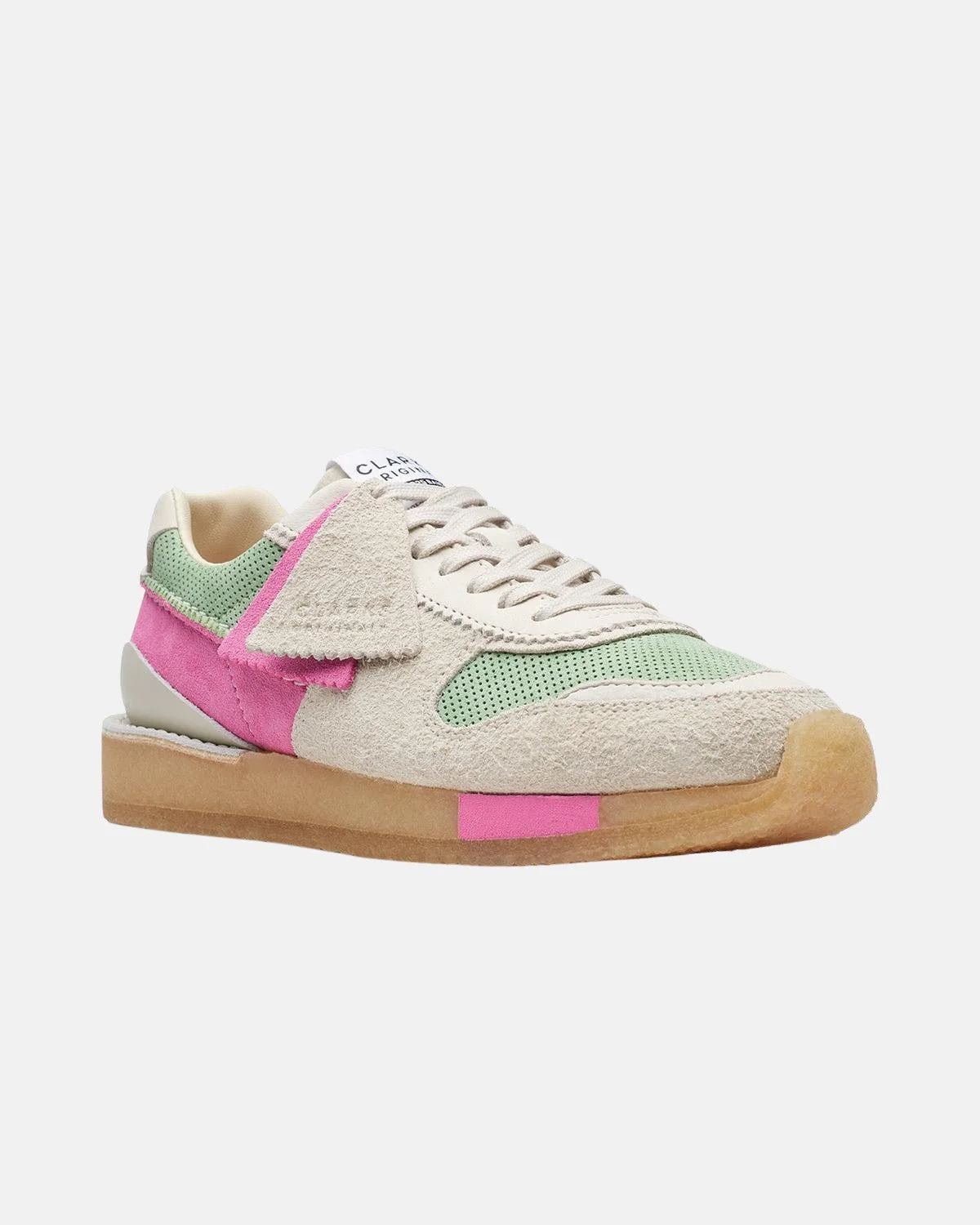 CLARKS ORIGINALS WOMENS TOR RUN TRAINERS PINK GREEN COMBI - Image 2
