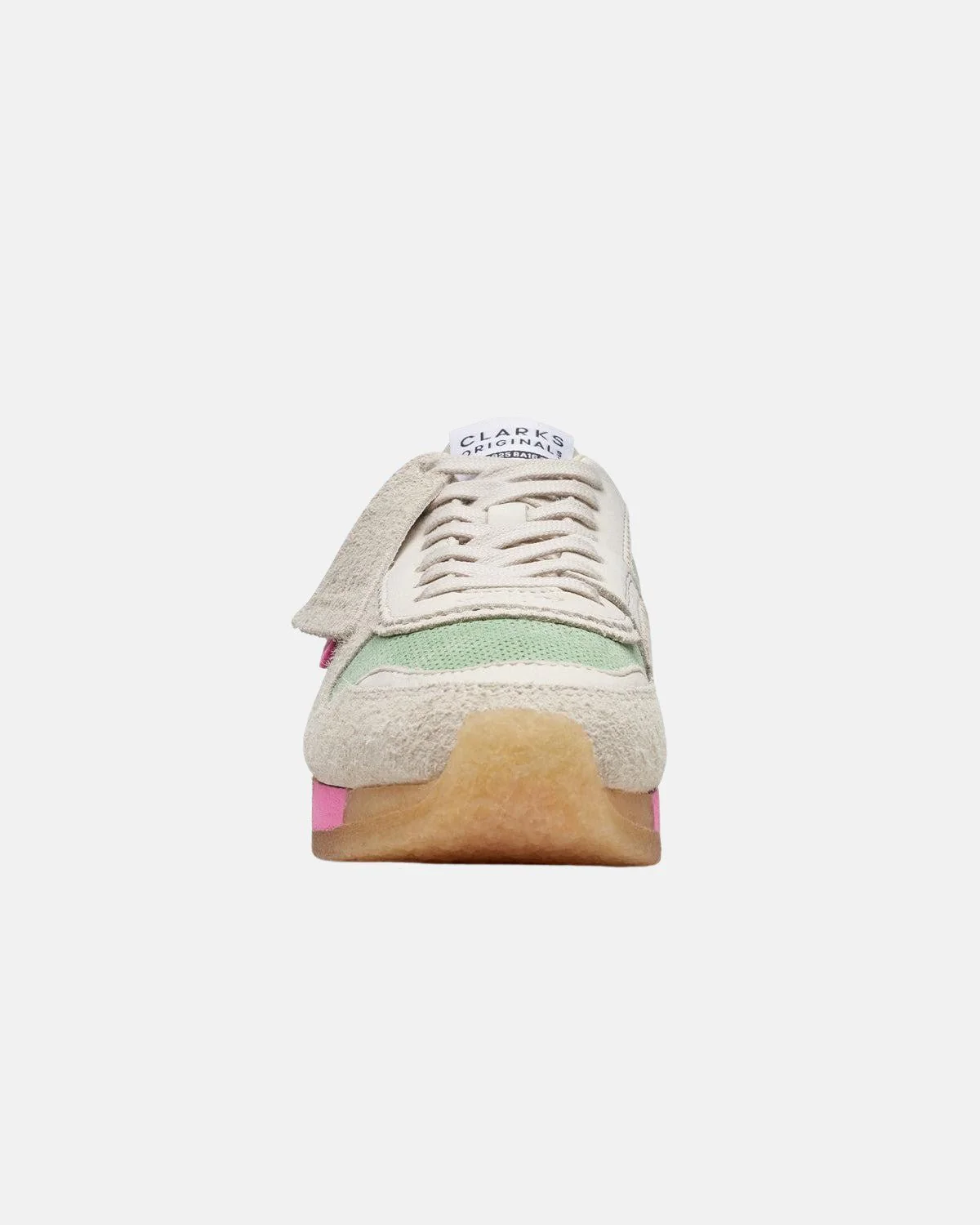 CLARKS ORIGINALS WOMENS TOR RUN TRAINERS PINK GREEN COMBI - Image 3