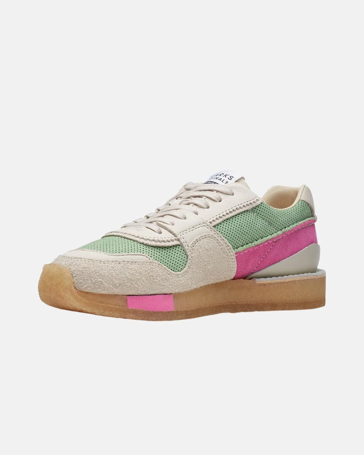 CLARKS ORIGINALS WOMENS TOR RUN TRAINERS PINK GREEN COMBI - Image 4