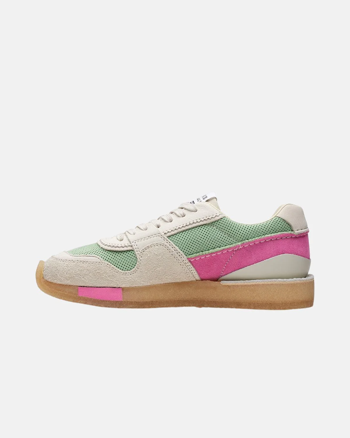 CLARKS ORIGINALS WOMENS TOR RUN TRAINERS PINK GREEN COMBI - Image 5