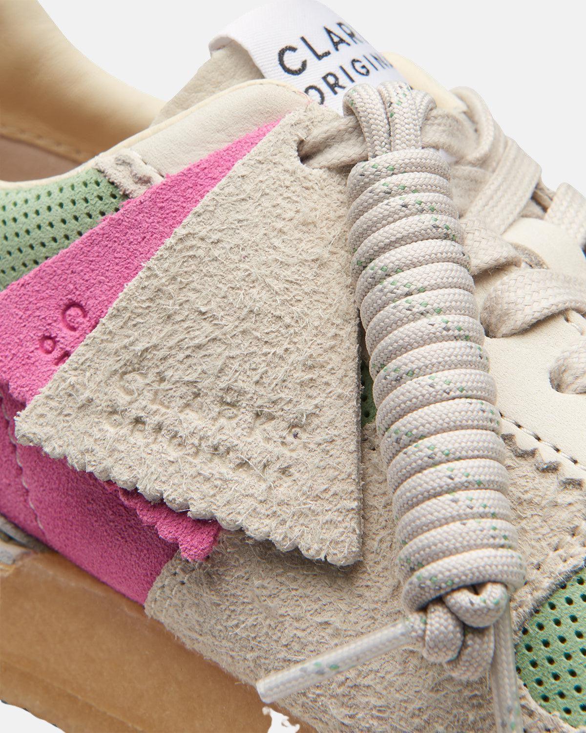 CLARKS ORIGINALS WOMENS TOR RUN TRAINERS PINK GREEN COMBI - Image 6