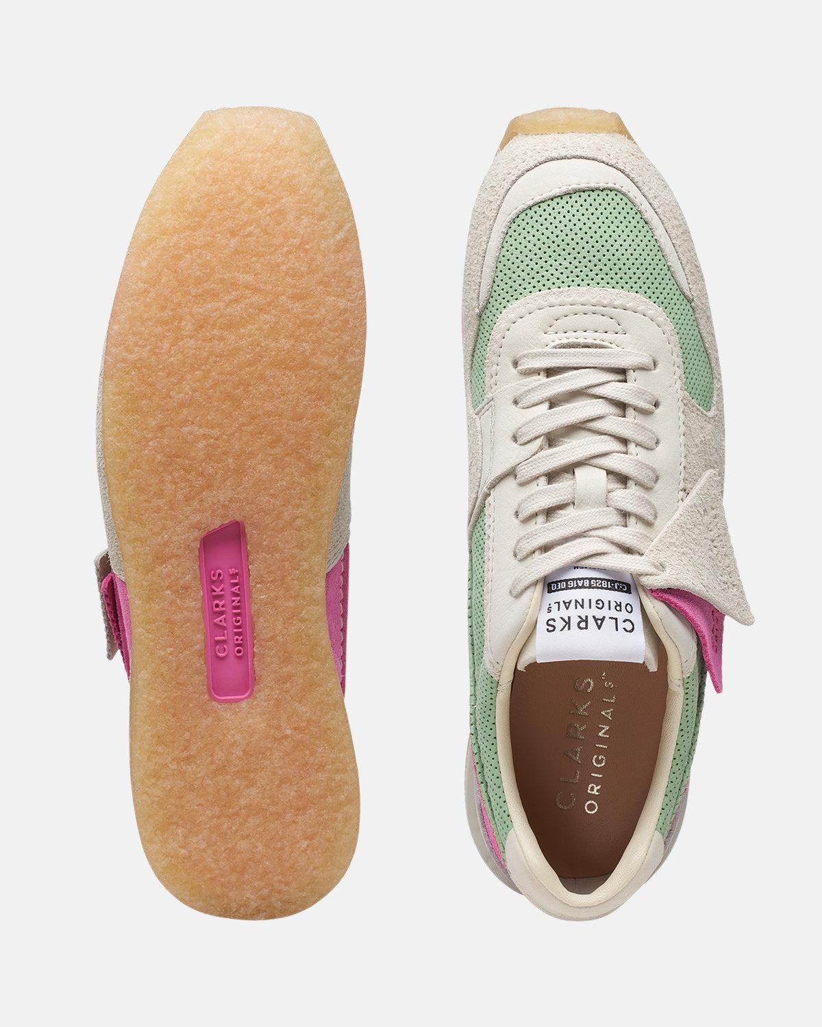 CLARKS ORIGINALS WOMENS TOR RUN TRAINERS PINK GREEN COMBI - Image 8
