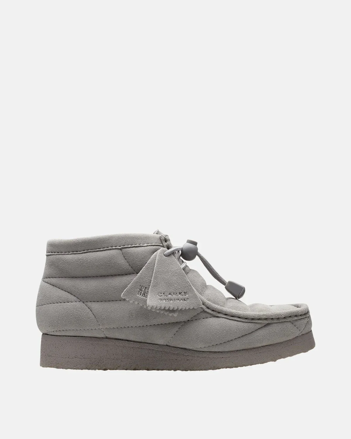 CLARKS ORIGINALS WOMENS WALLABEE BOOTS QUILTED GREY SUEDE