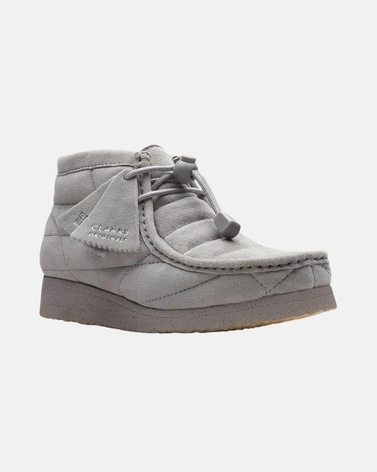 CLARKS ORIGINALS WOMENS WALLABEE BOOTS QUILTED GREY SUEDE - Image 2