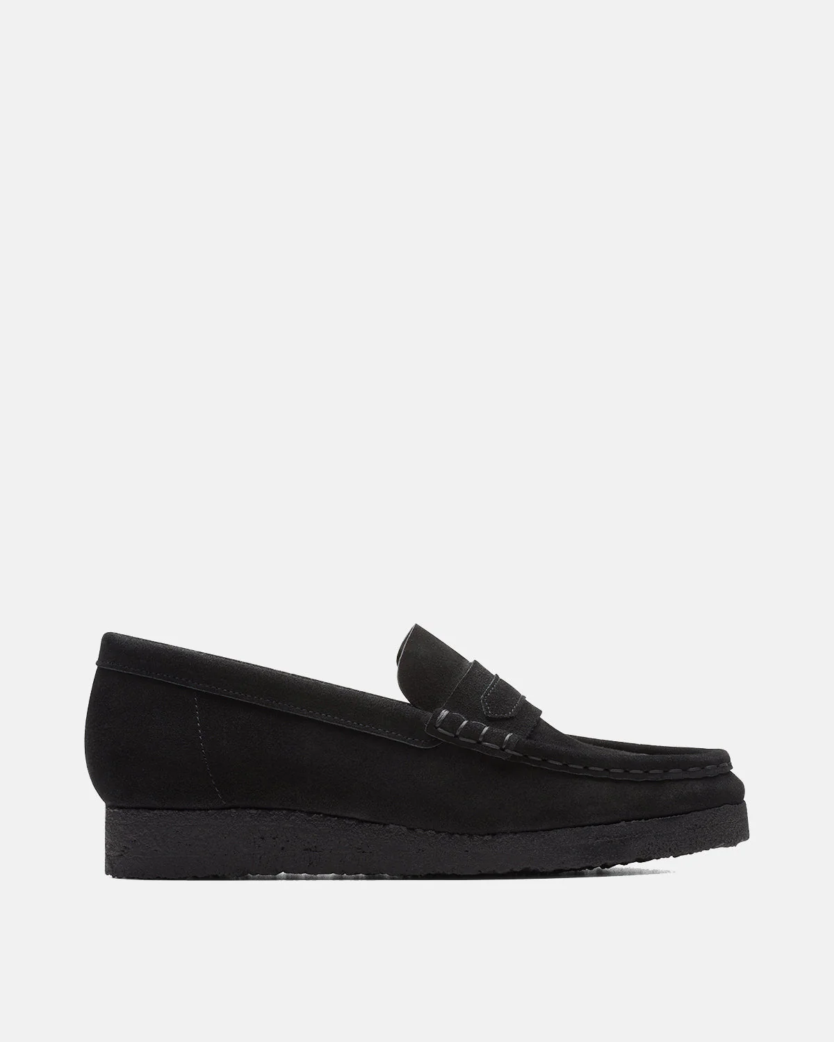 CLARKS ORIGINALS WOMENS WALLABEE LOAFERS BLACK SUEDE