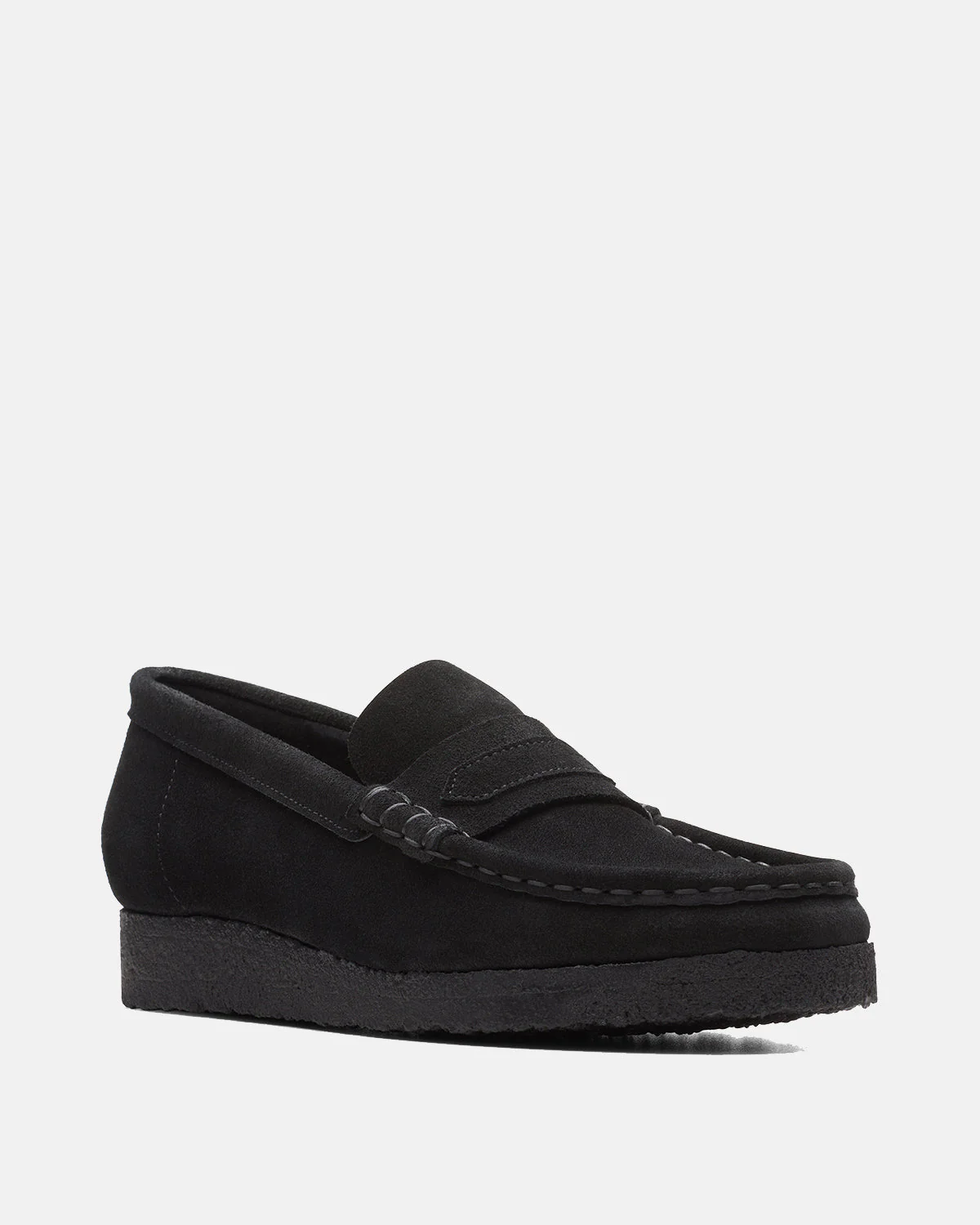 CLARKS ORIGINALS WOMENS WALLABEE LOAFERS BLACK SUEDE - Image 2