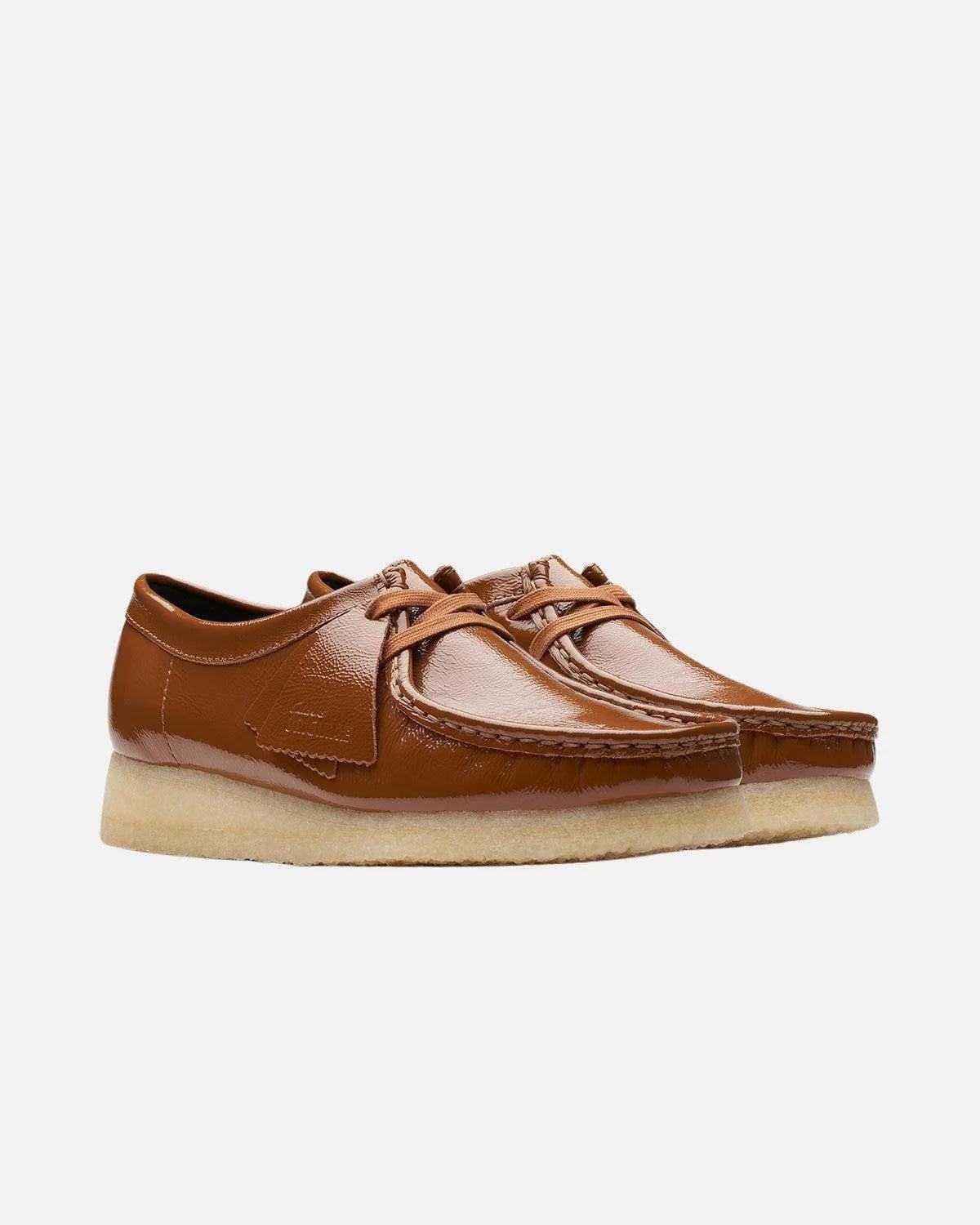 CLARKS ORIGINALS WOMENS WALLABEE SHOES DUSK BROWN PATENT - Image 2