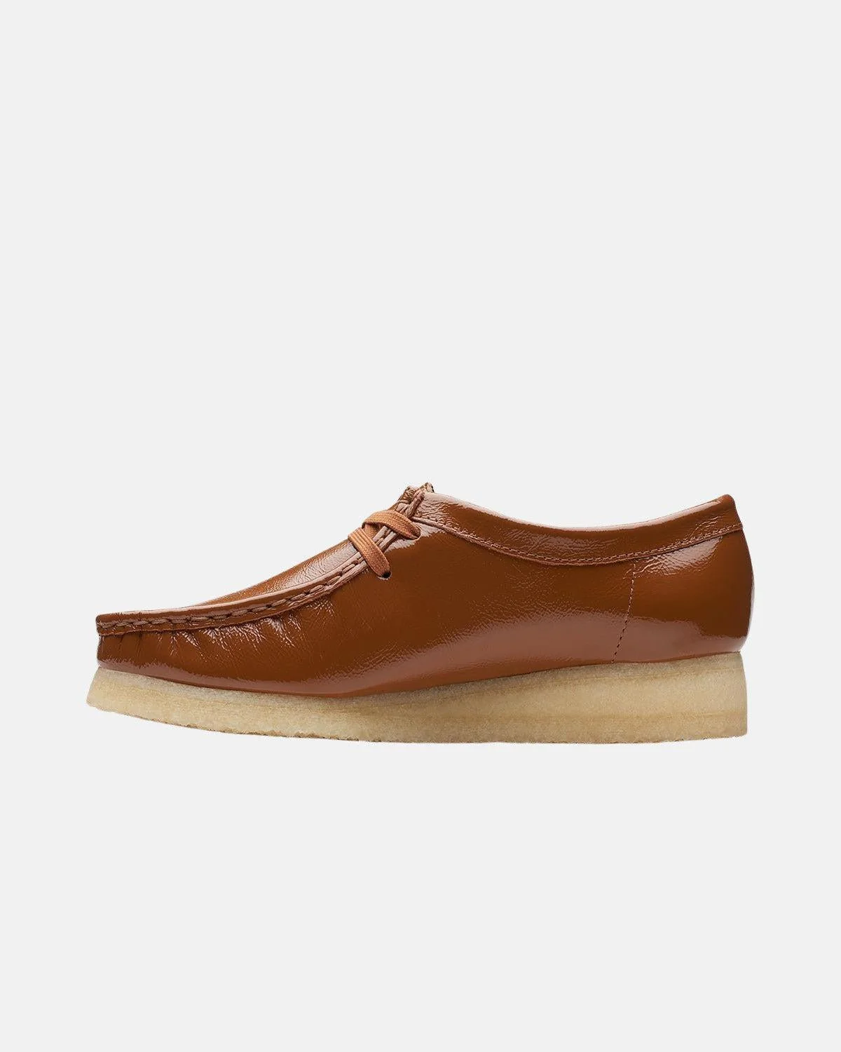 CLARKS ORIGINALS WOMENS WALLABEE SHOES DUSK BROWN PATENT - Image 5