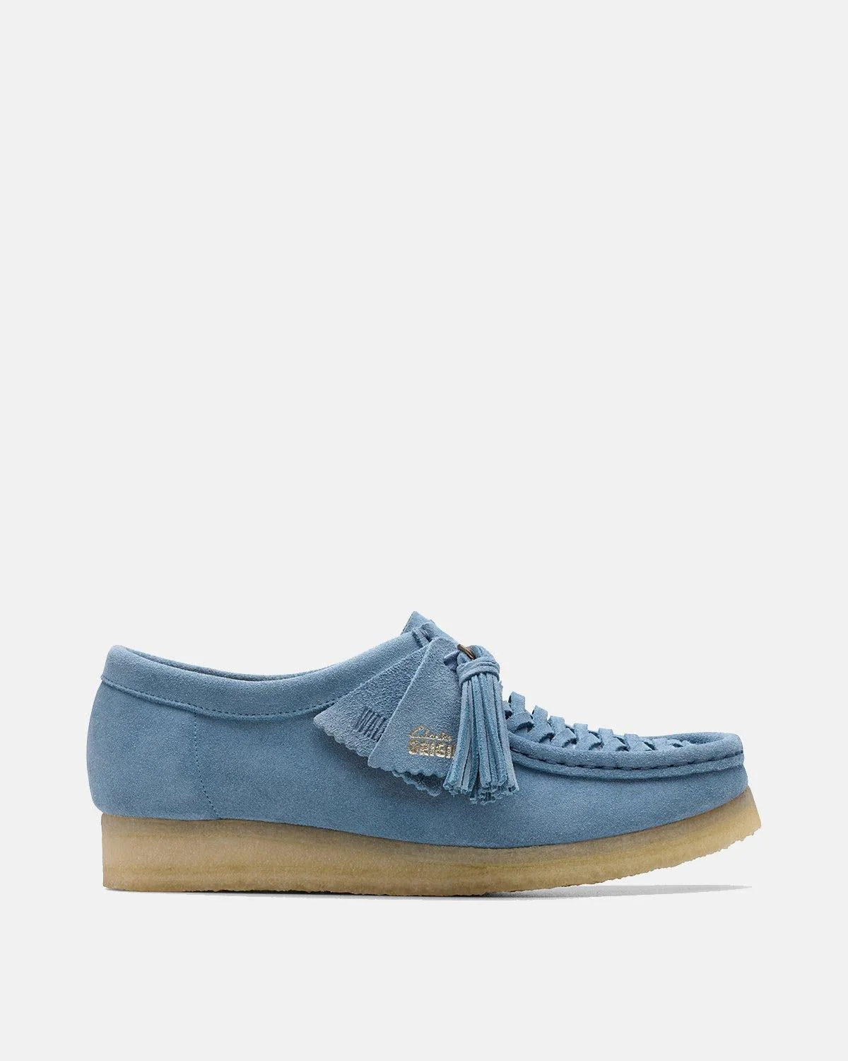 CLARKS ORIGINALS WOMENS WALLABEE WEAVE SHOES POWDER BLUE SUEDE