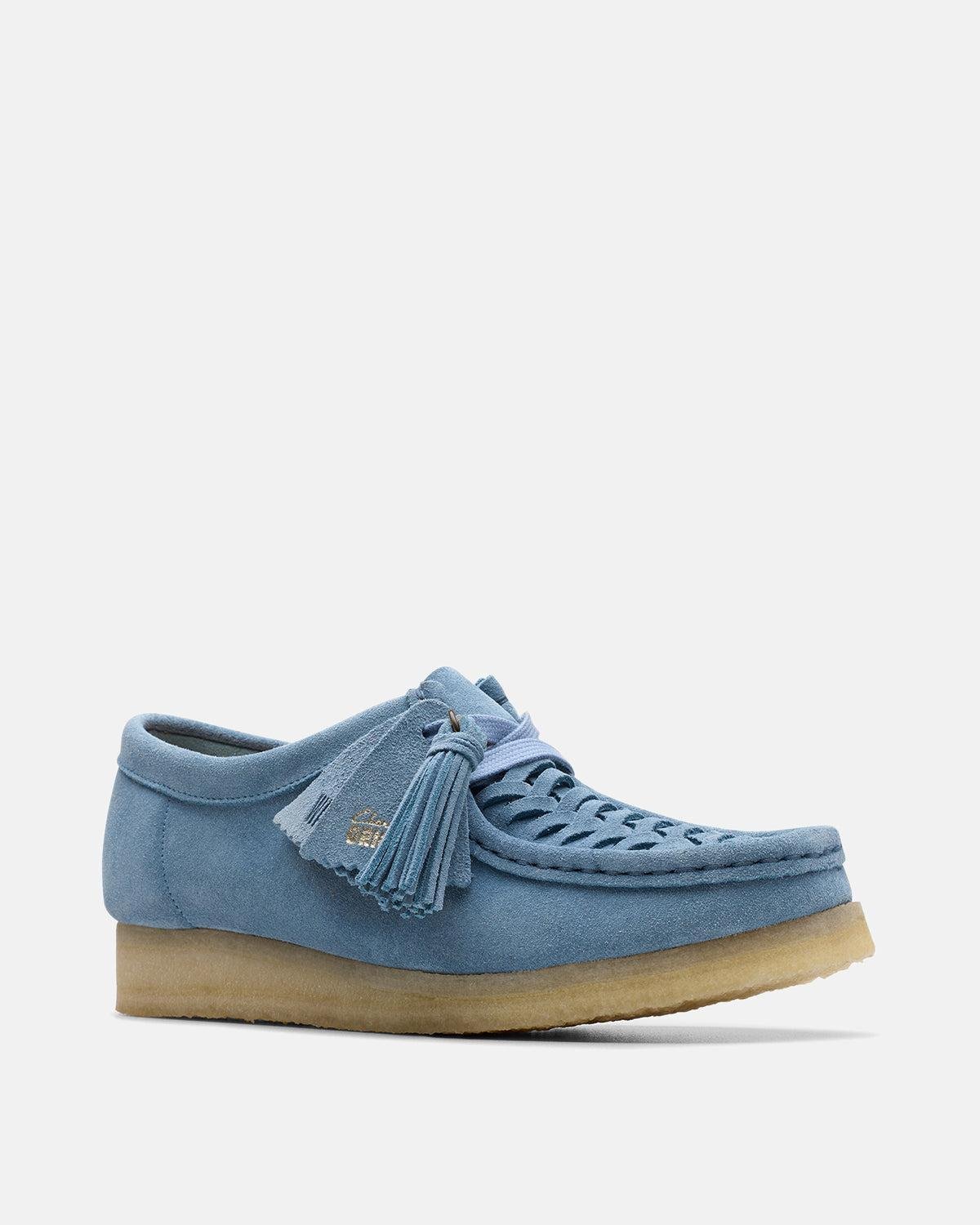 CLARKS ORIGINALS WOMENS WALLABEE WEAVE SHOES POWDER BLUE SUEDE - Image 3