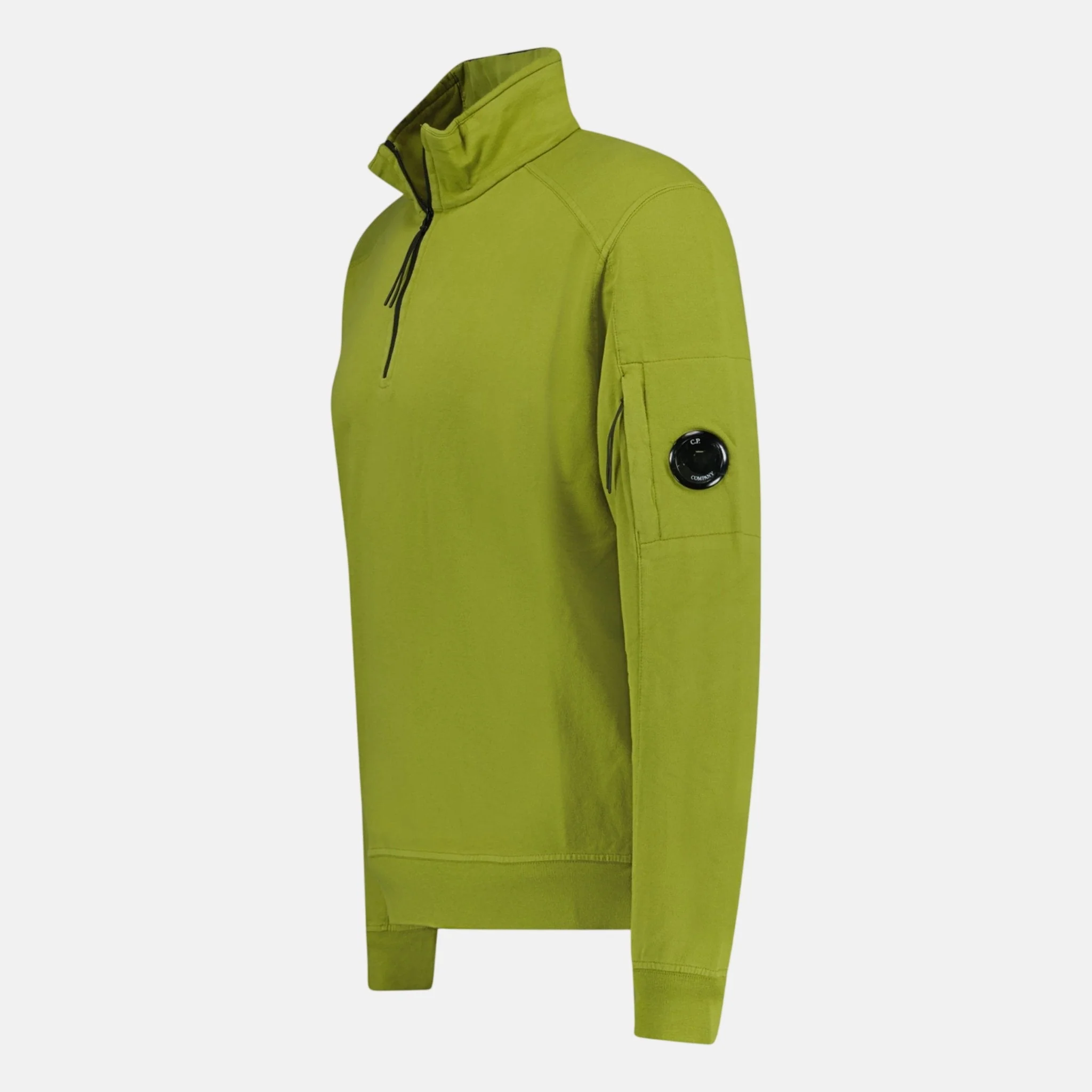 CP Company 1/4 Zip Light Fleece Lens Sweatshirt Olive - Image 3