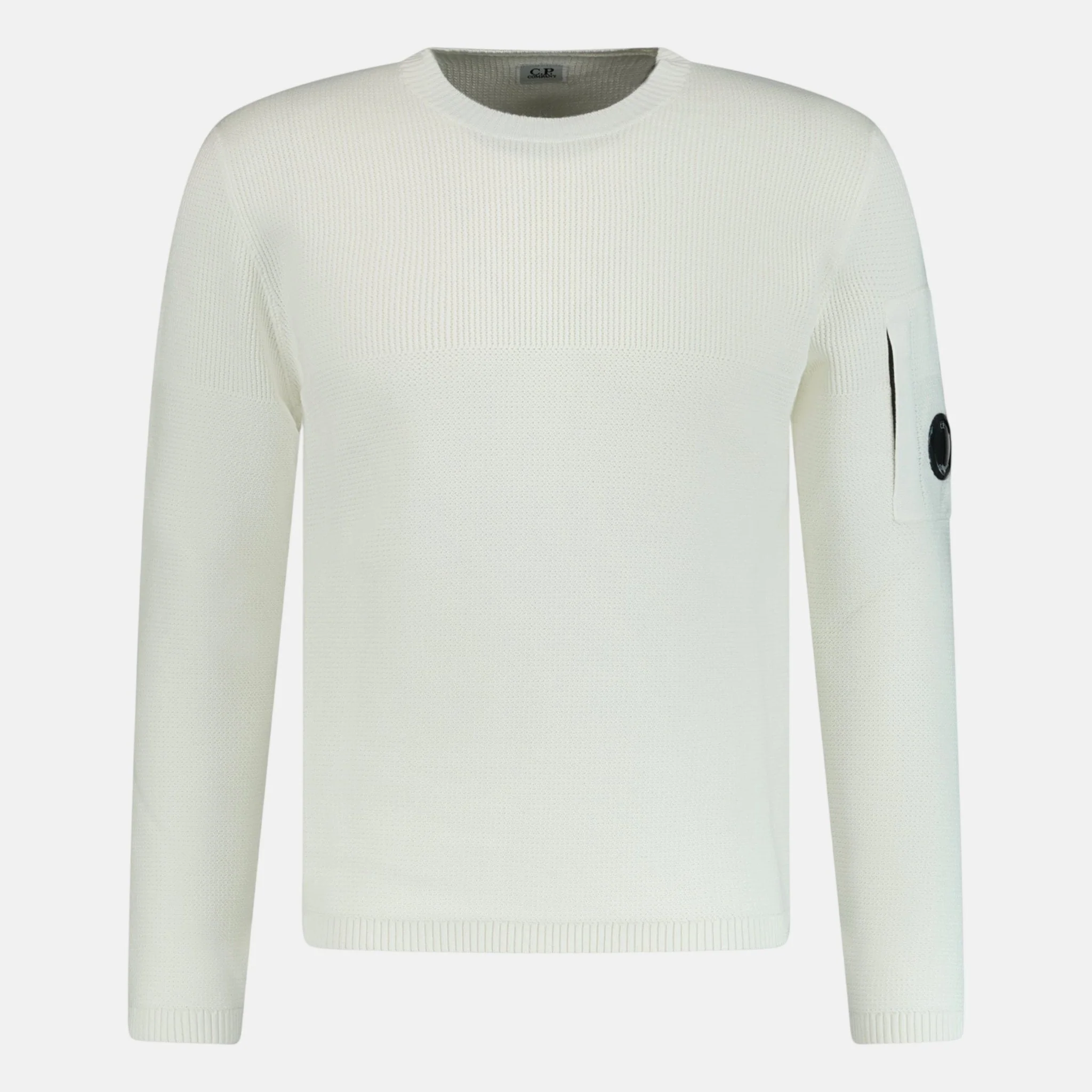 CP Company Arm Lens Knitted Sweatshirt White