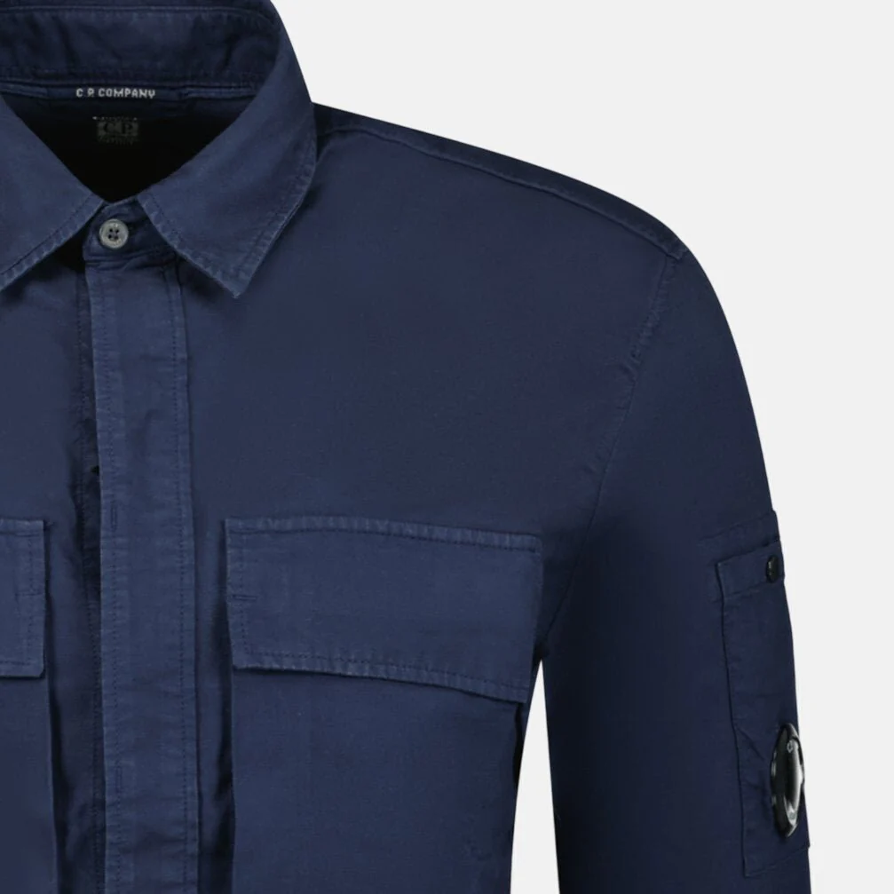 CP Company 'Broken Batavia' Zip Overshirt Navy - Image 2