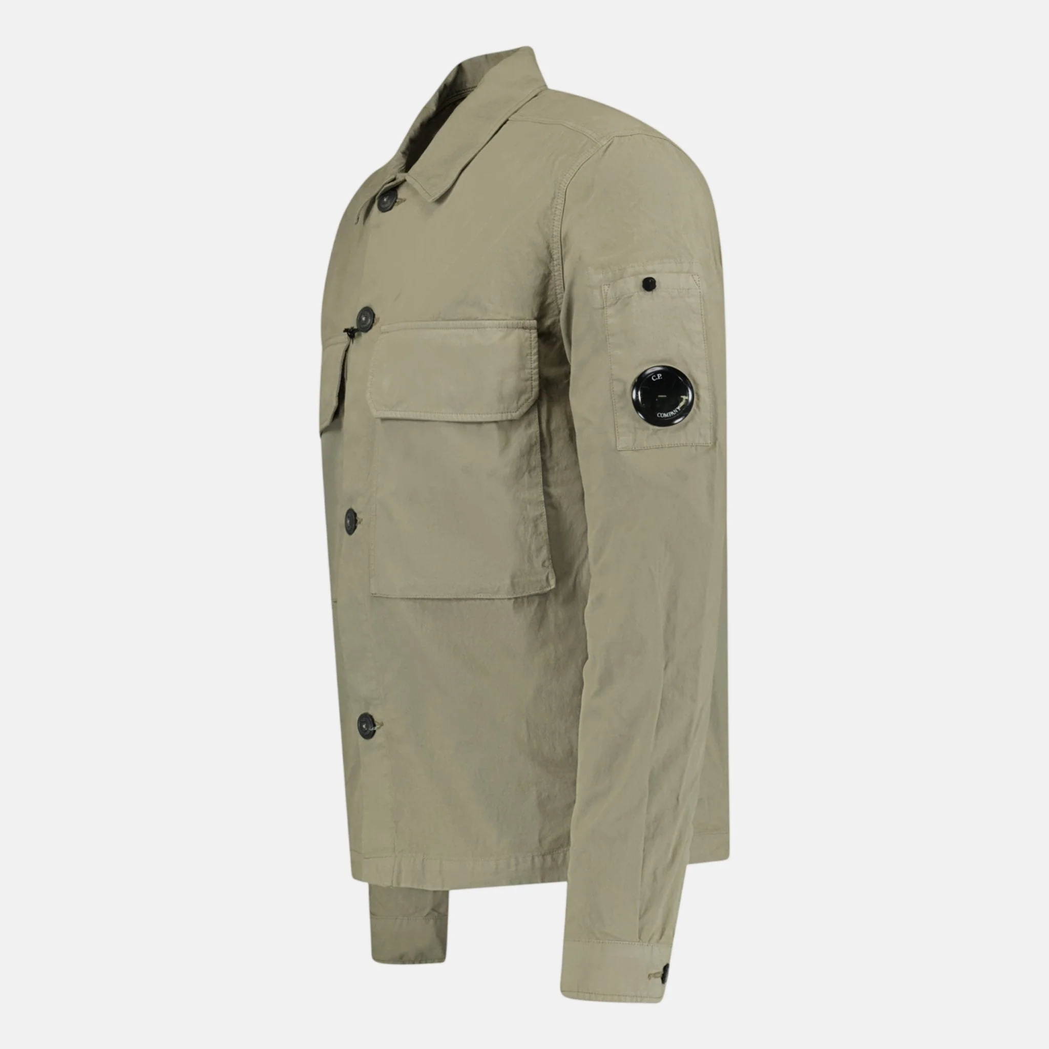 CP Company Button Up Lens Overshirt Light Khaki - Image 2