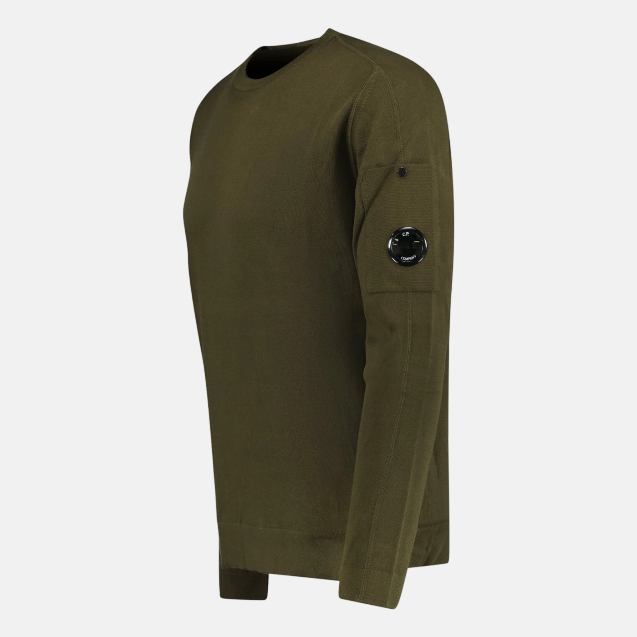 CP Company Cotton Arm Lens Knit Sweatshirt Khaki - Image 2