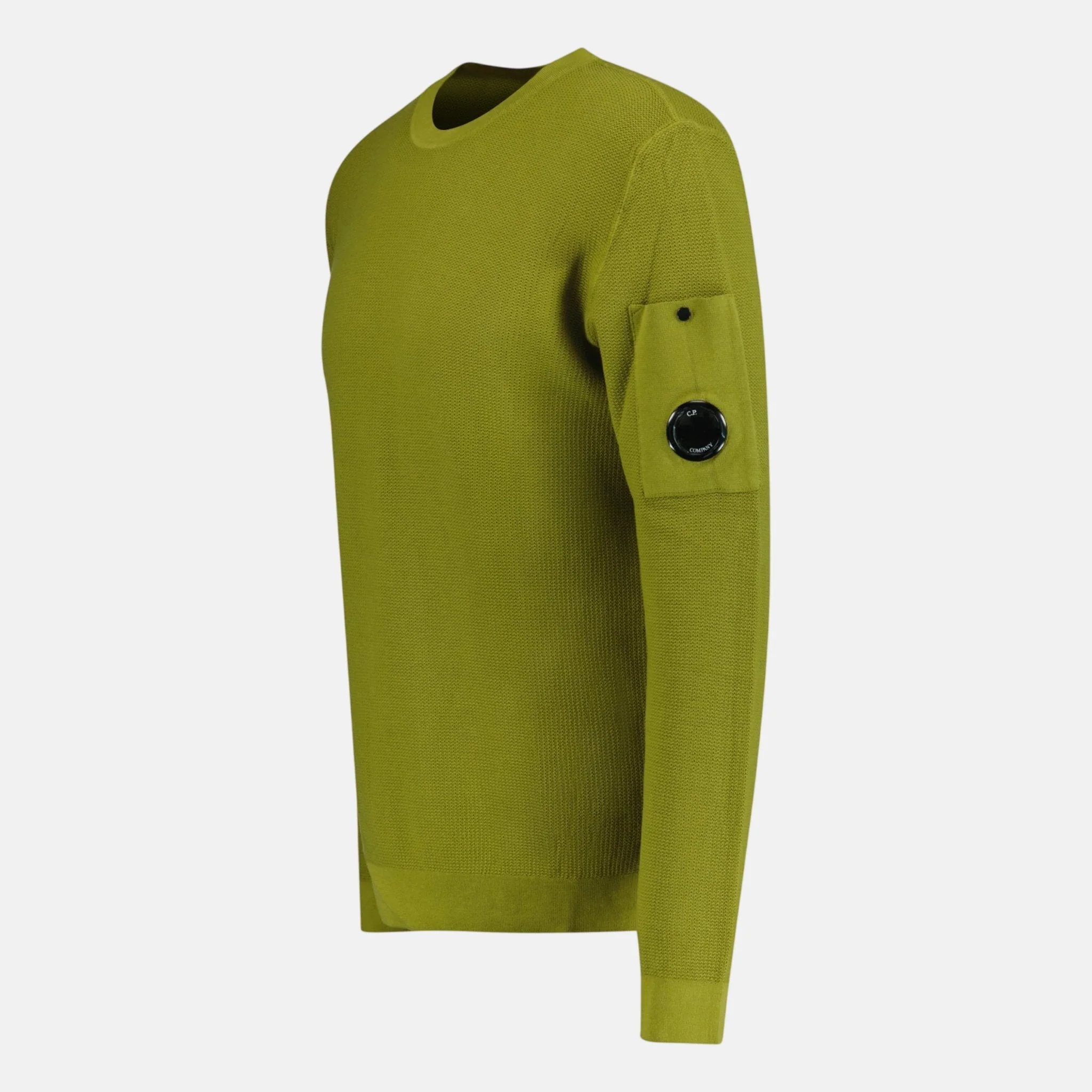 CP Company Crepe Arm Lens Knitted Jumper Olive - Image 2