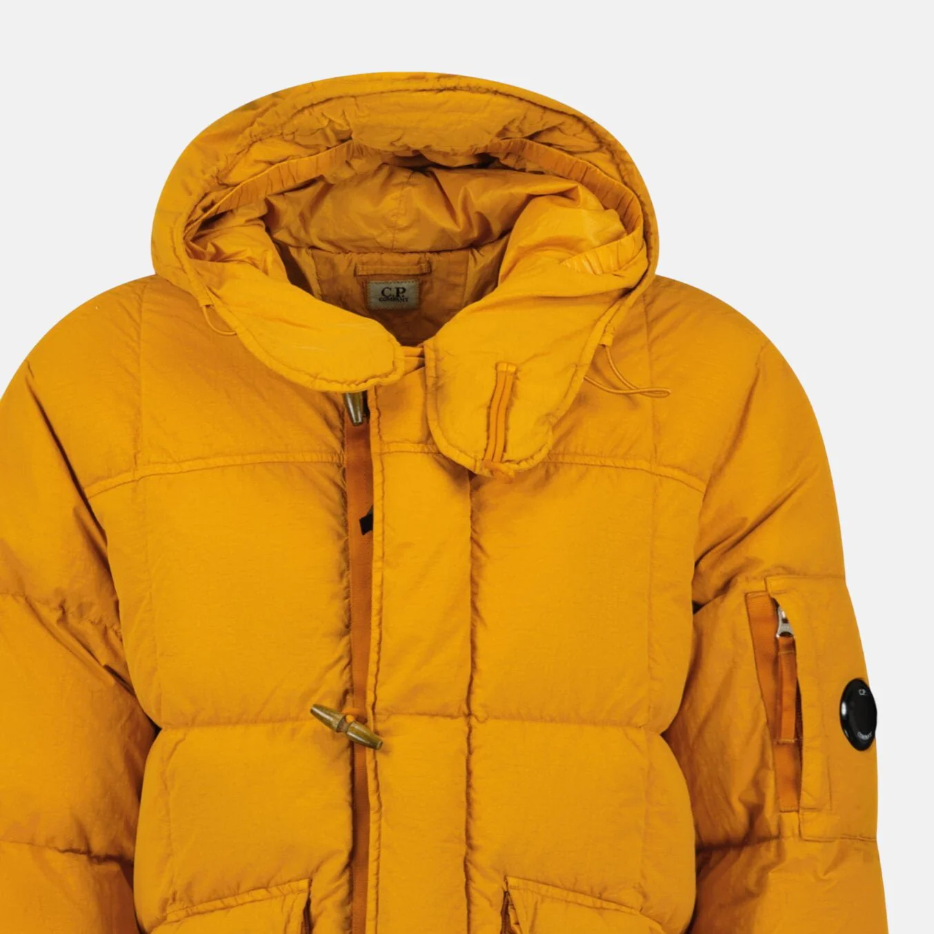 CP Company Flatt Nylon Padded Lens Shell Jacket Orange - Image 3