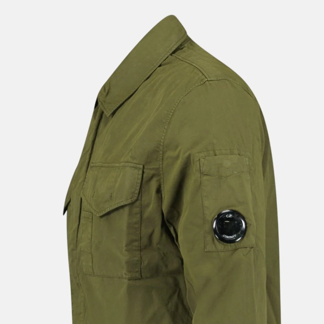 CP Company Gabardine Lens Zip Overshirt Jacket Green - Image 3