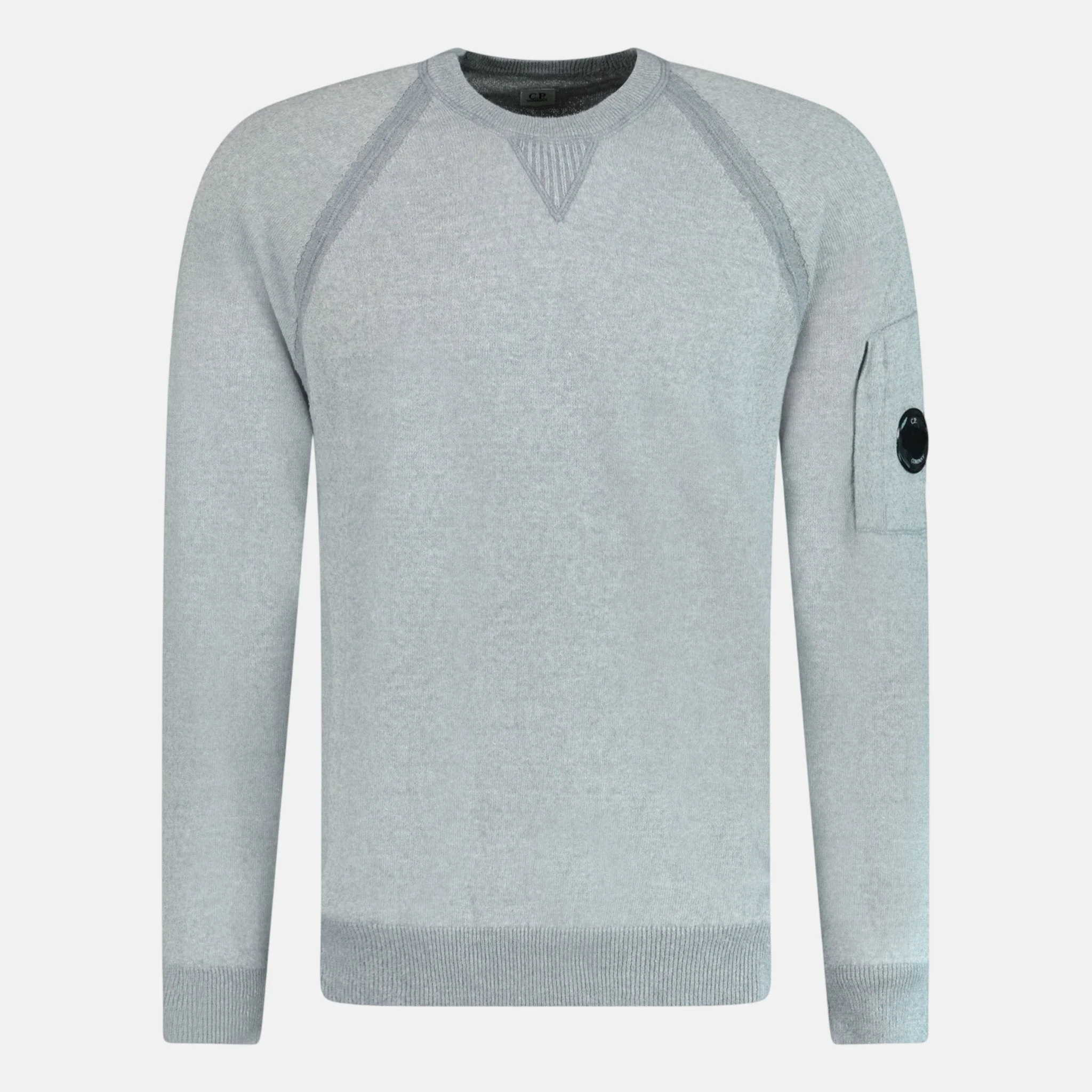 CP Company Knit Arm Lens Sweatshirt Grey