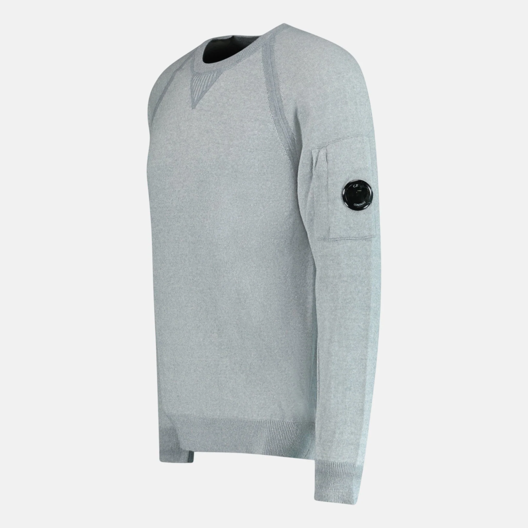 CP Company Knit Arm Lens Sweatshirt Grey - Image 2