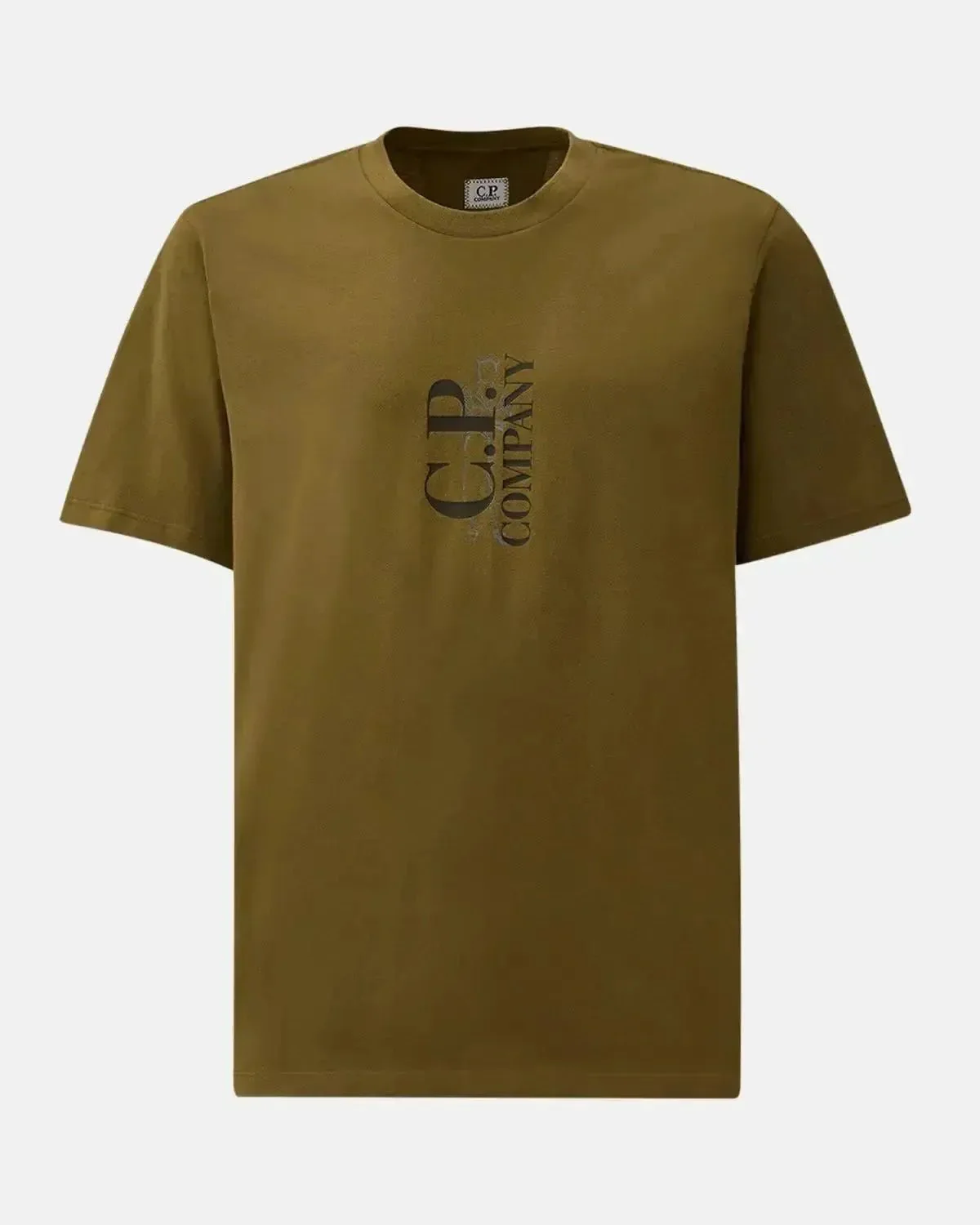CP COMPANY MENS 30/1 JERSEY VERTICAL LOGO T-SHIRT CAPERS - Image 4