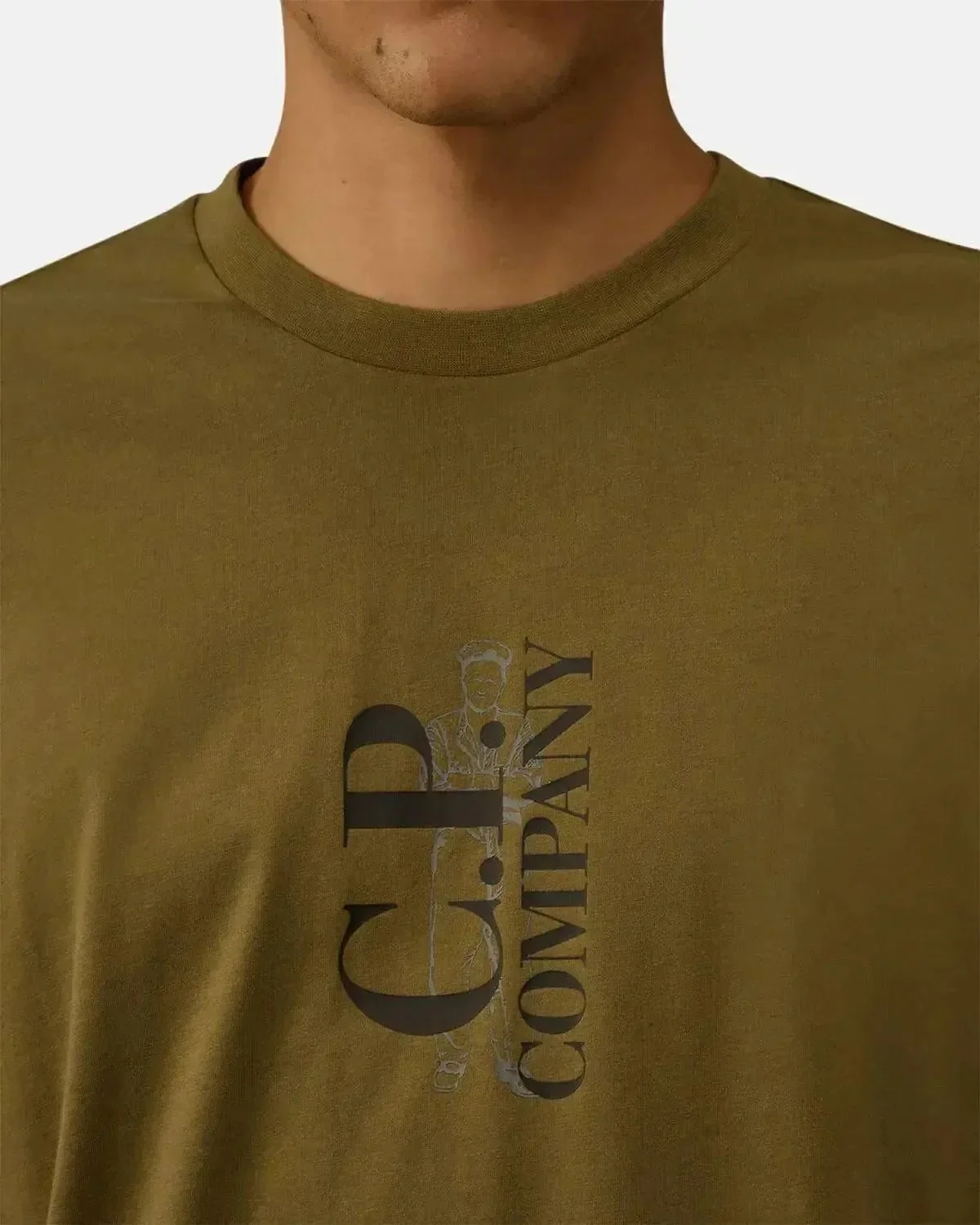 CP COMPANY MENS 30/1 JERSEY VERTICAL LOGO T-SHIRT CAPERS - Image 5
