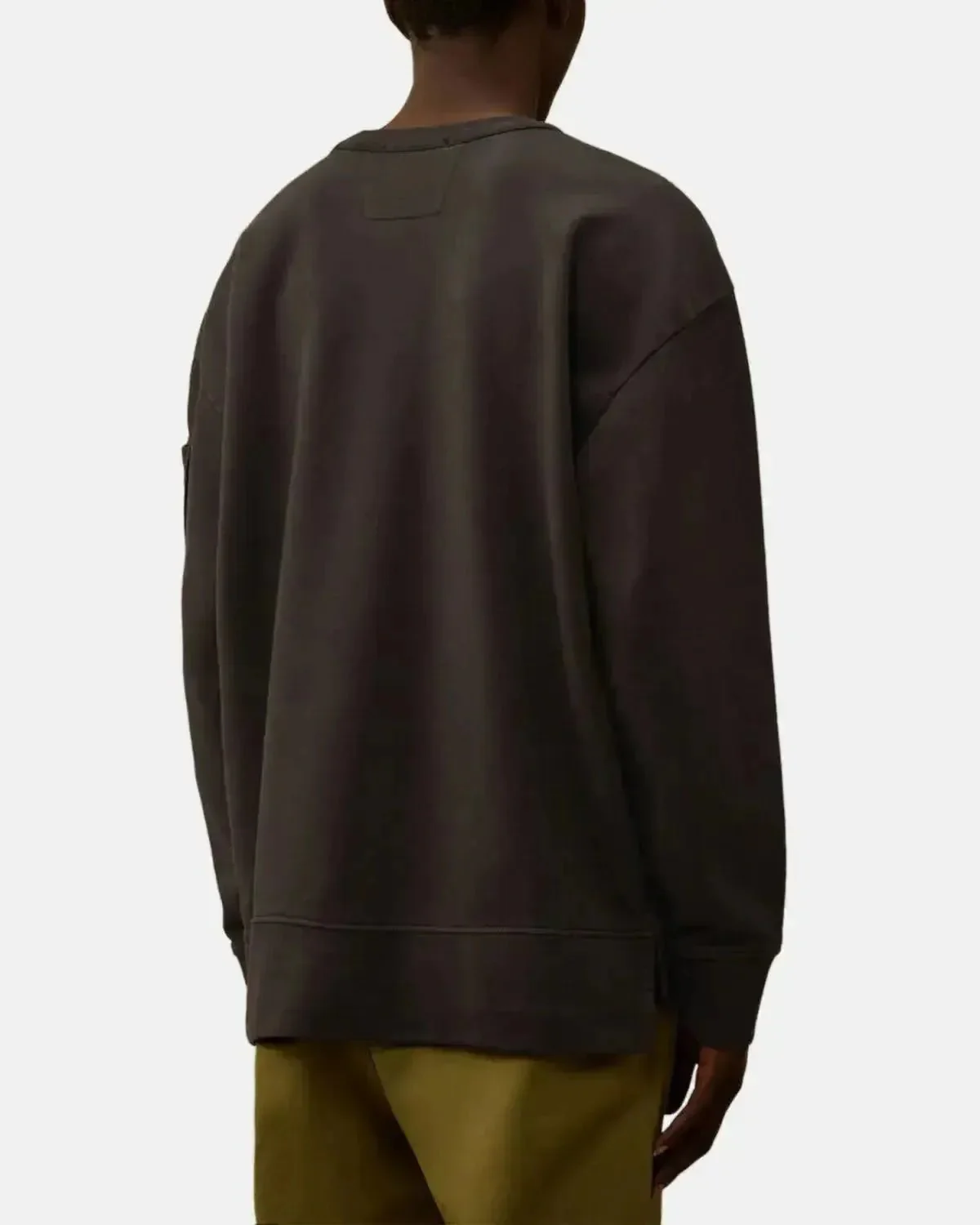 CP COMPANY MENS BRUSHED AND EMERIZED DIAGONAL RAISED FLEECE BOXY SWEAT DARK SHADOW GREY - Image 3