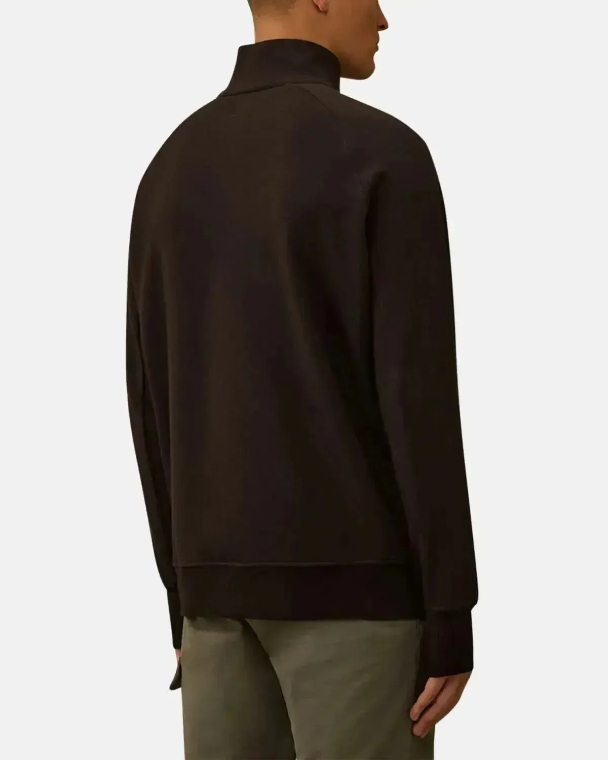 CP COMPANY MENS DIAGONAL RAISED FLEECE 1/4 ZIP SWEATSHIRT BLACK - Image 3