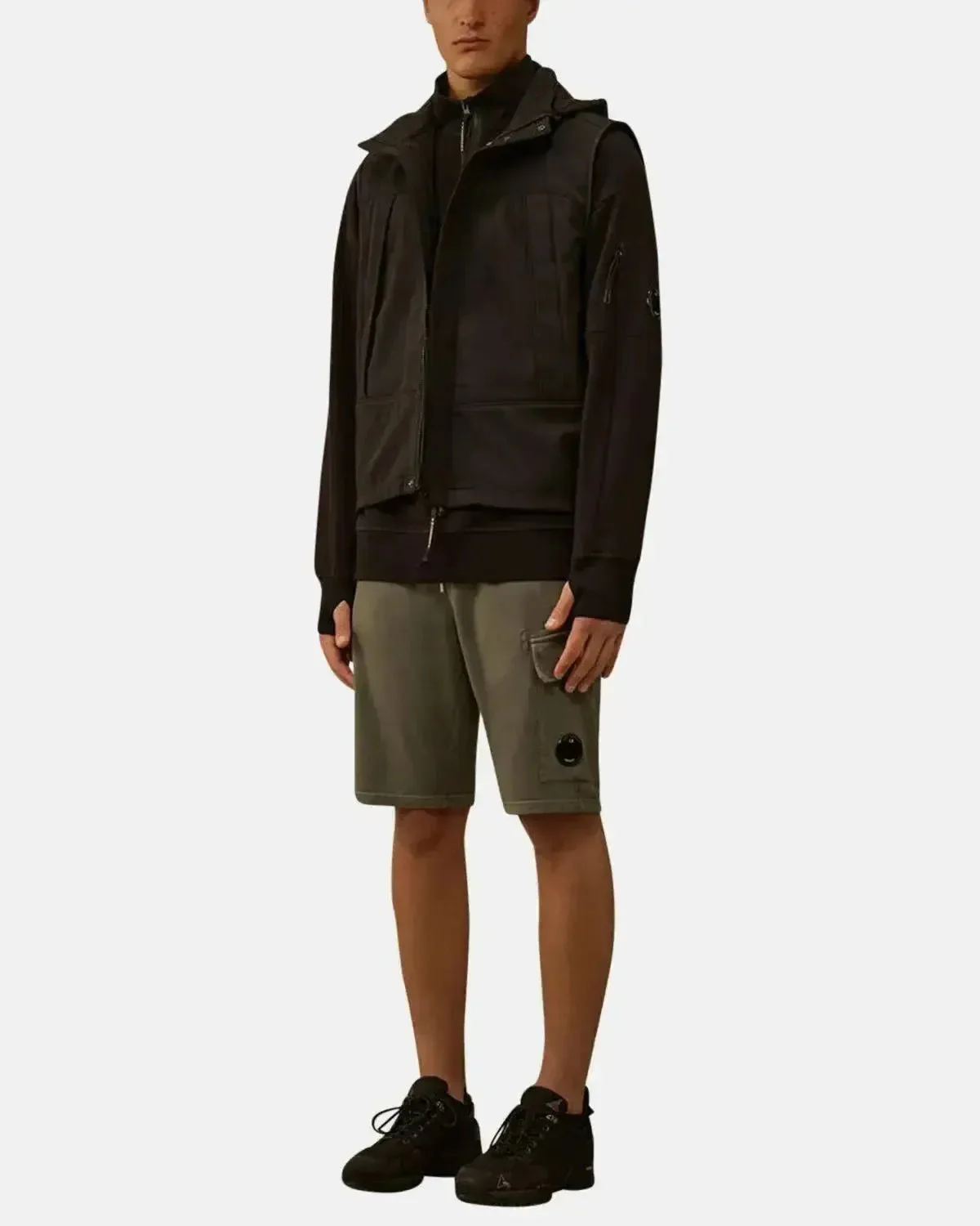CP COMPANY MENS DIAGONAL RAISED FLEECE 1/4 ZIP SWEATSHIRT BLACK - Image 4