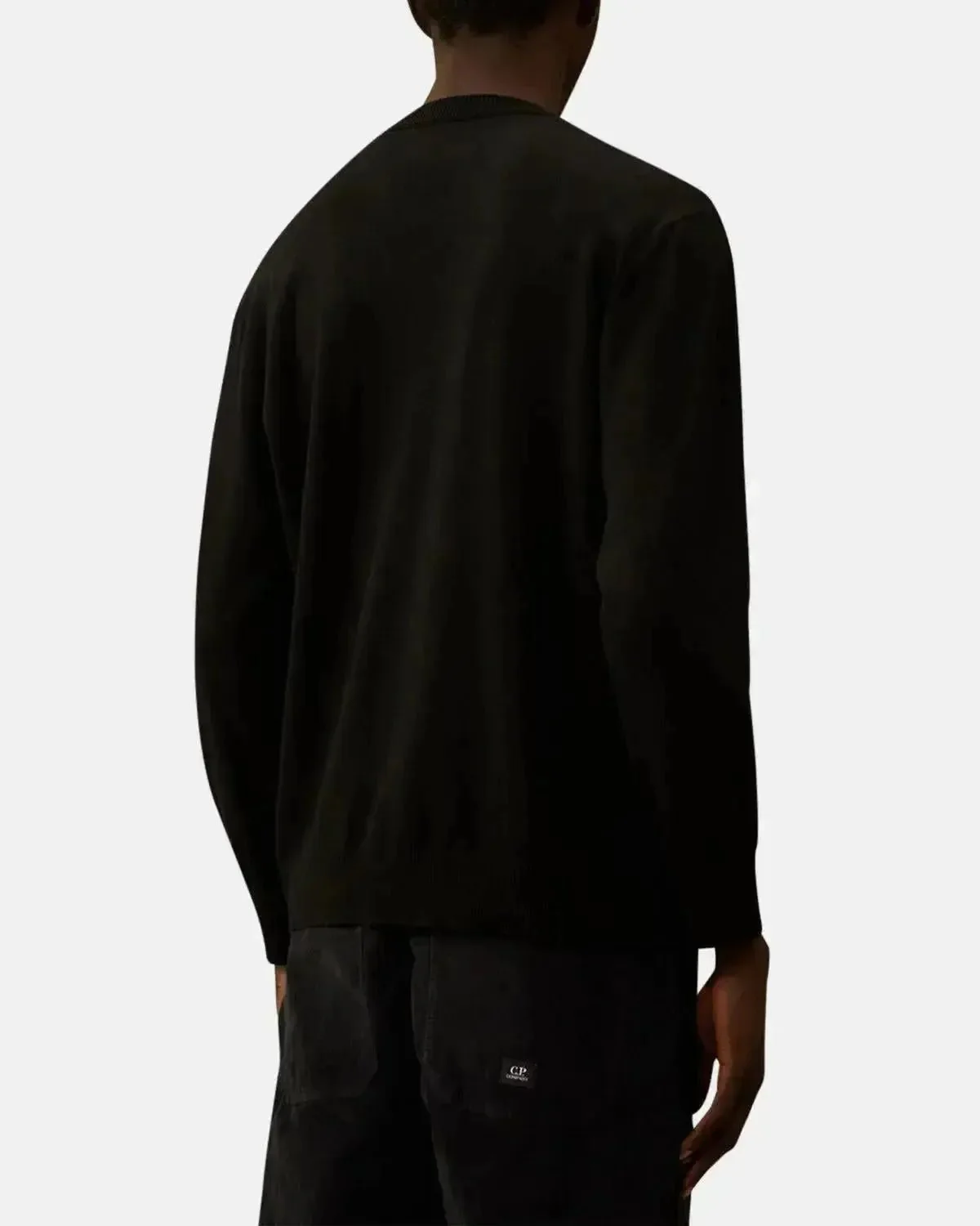 CP COMPANY MENS EXTRAFINE MERINO WOOL CREWNECK SWEATER BLACK - Image 3