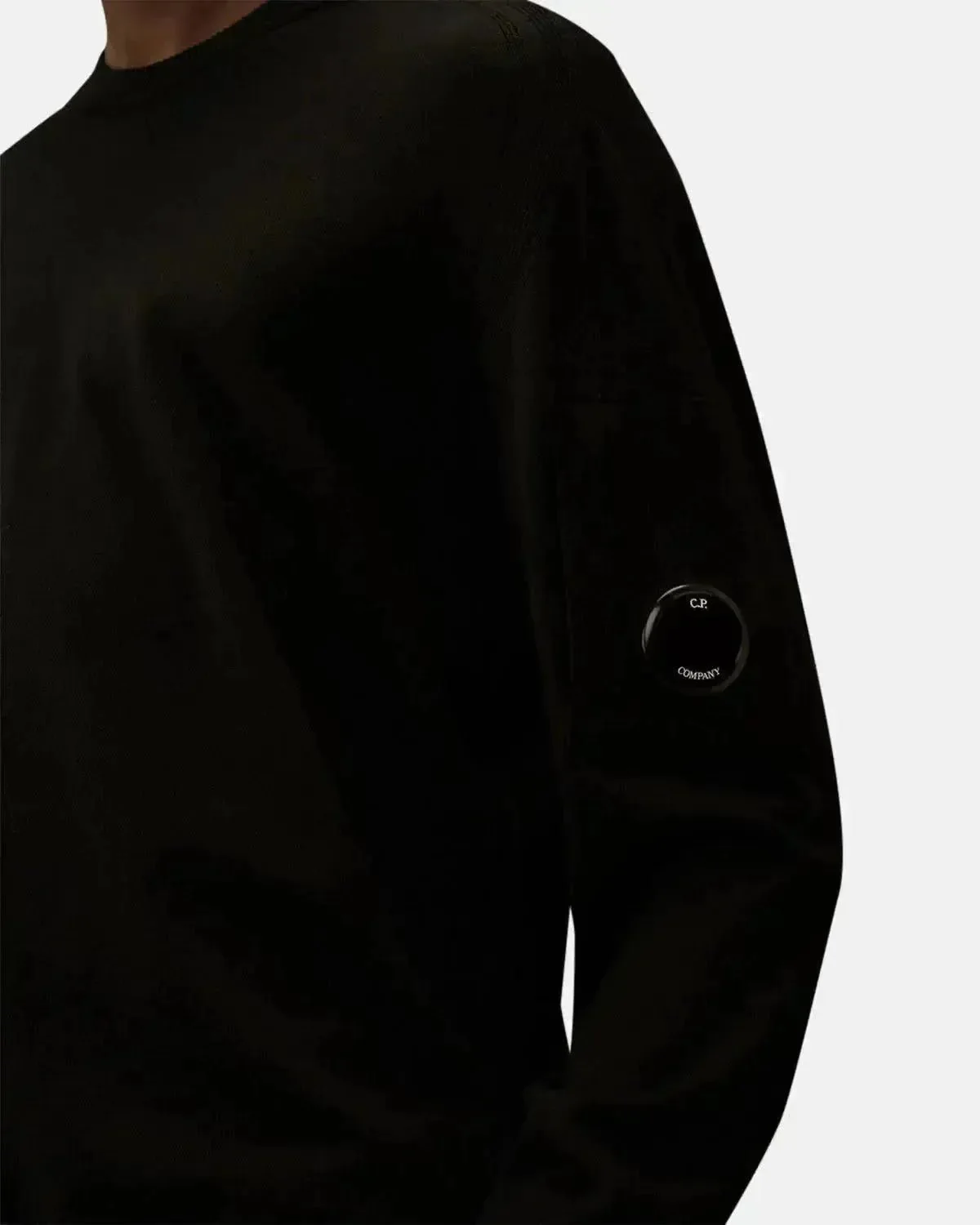 CP COMPANY MENS EXTRAFINE MERINO WOOL CREWNECK SWEATER BLACK - Image 5