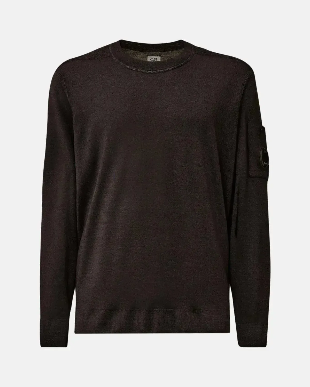 CP COMPANY MENS MERINO WOOL LENS DETAIL CREWNECK KNIT TOTAL ECLIPSE