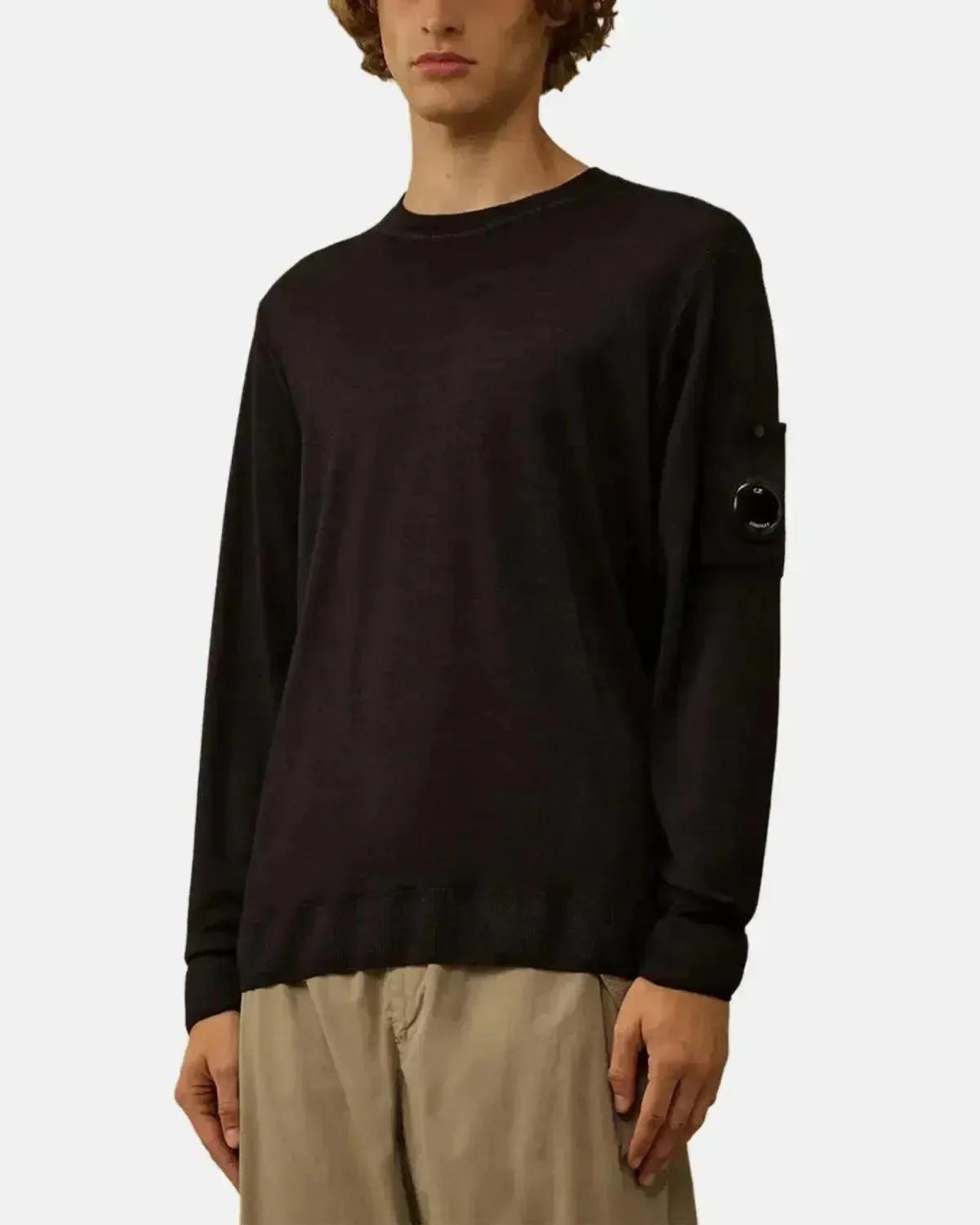 CP COMPANY MENS MERINO WOOL LENS DETAIL CREWNECK KNIT TOTAL ECLIPSE - Image 2
