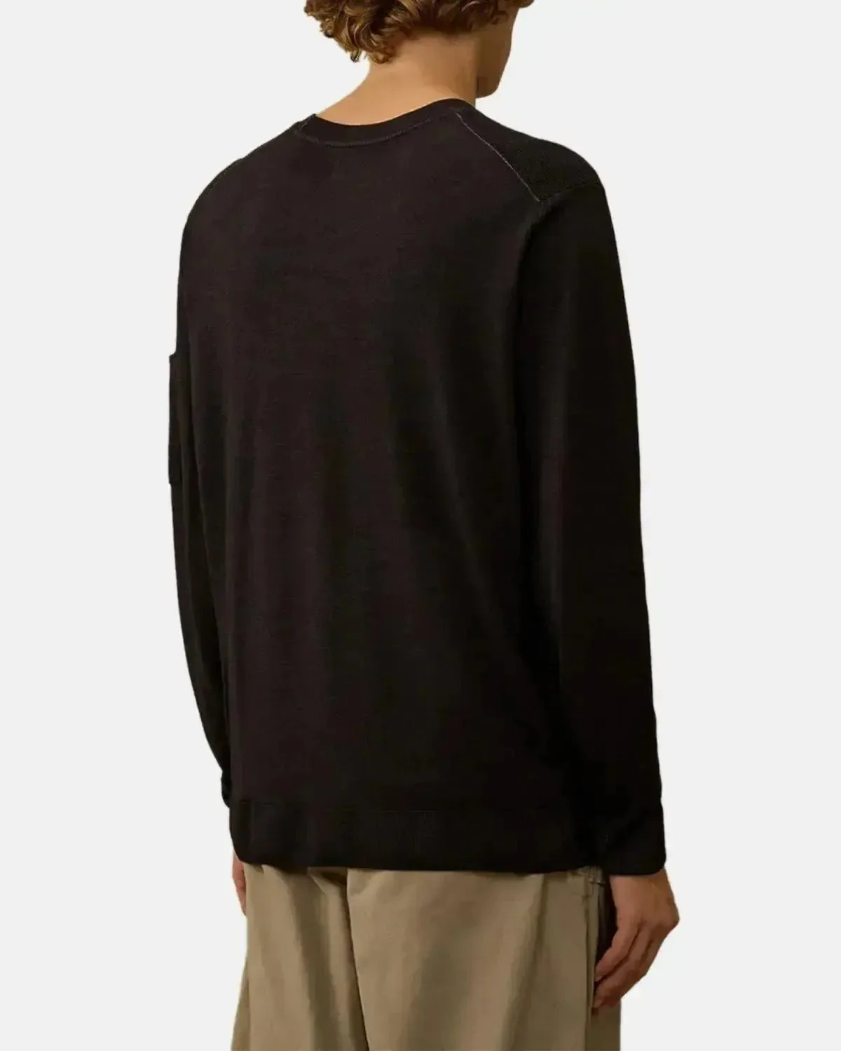 CP COMPANY MENS MERINO WOOL LENS DETAIL CREWNECK KNIT TOTAL ECLIPSE - Image 3