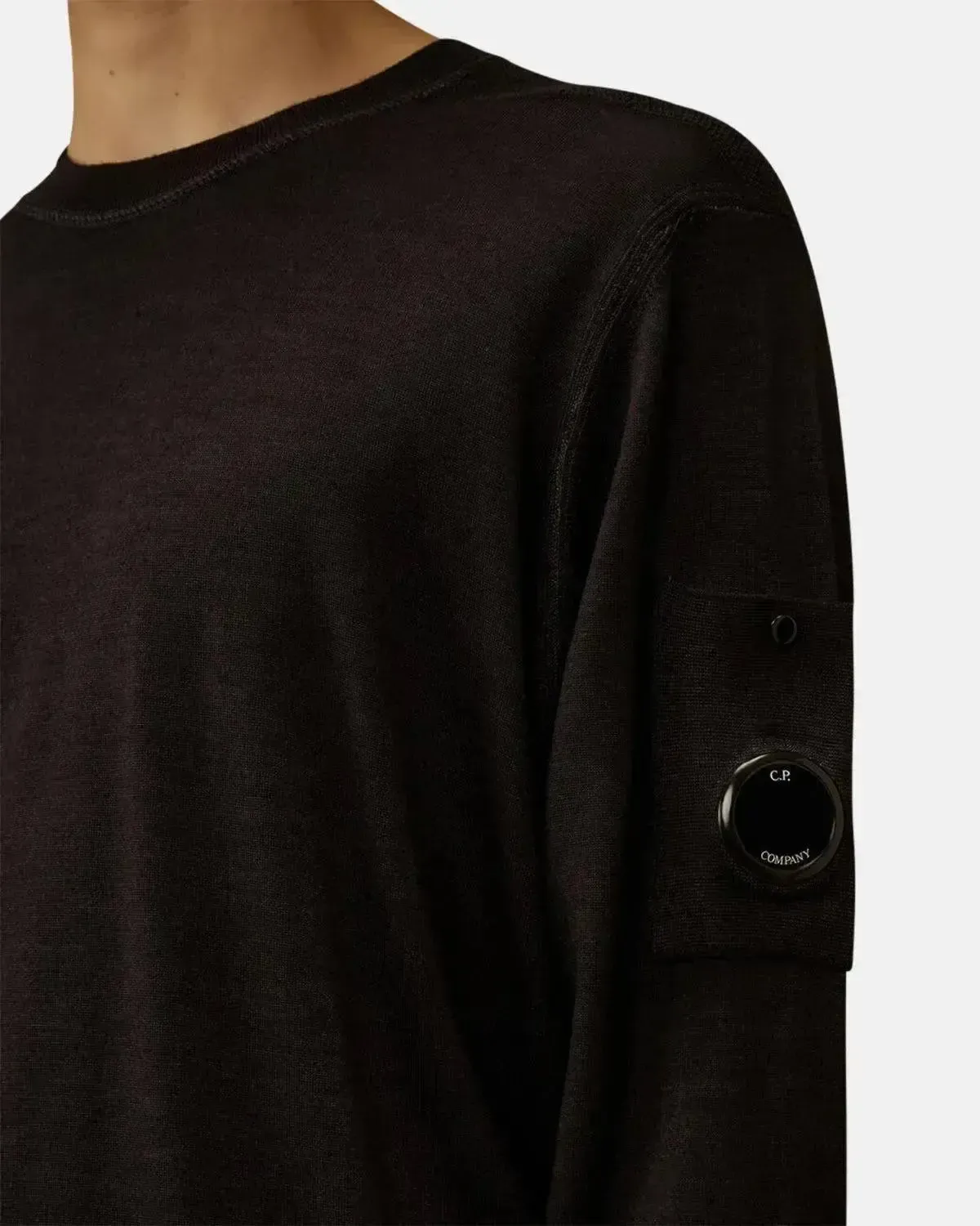 CP COMPANY MENS MERINO WOOL LENS DETAIL CREWNECK KNIT TOTAL ECLIPSE - Image 7