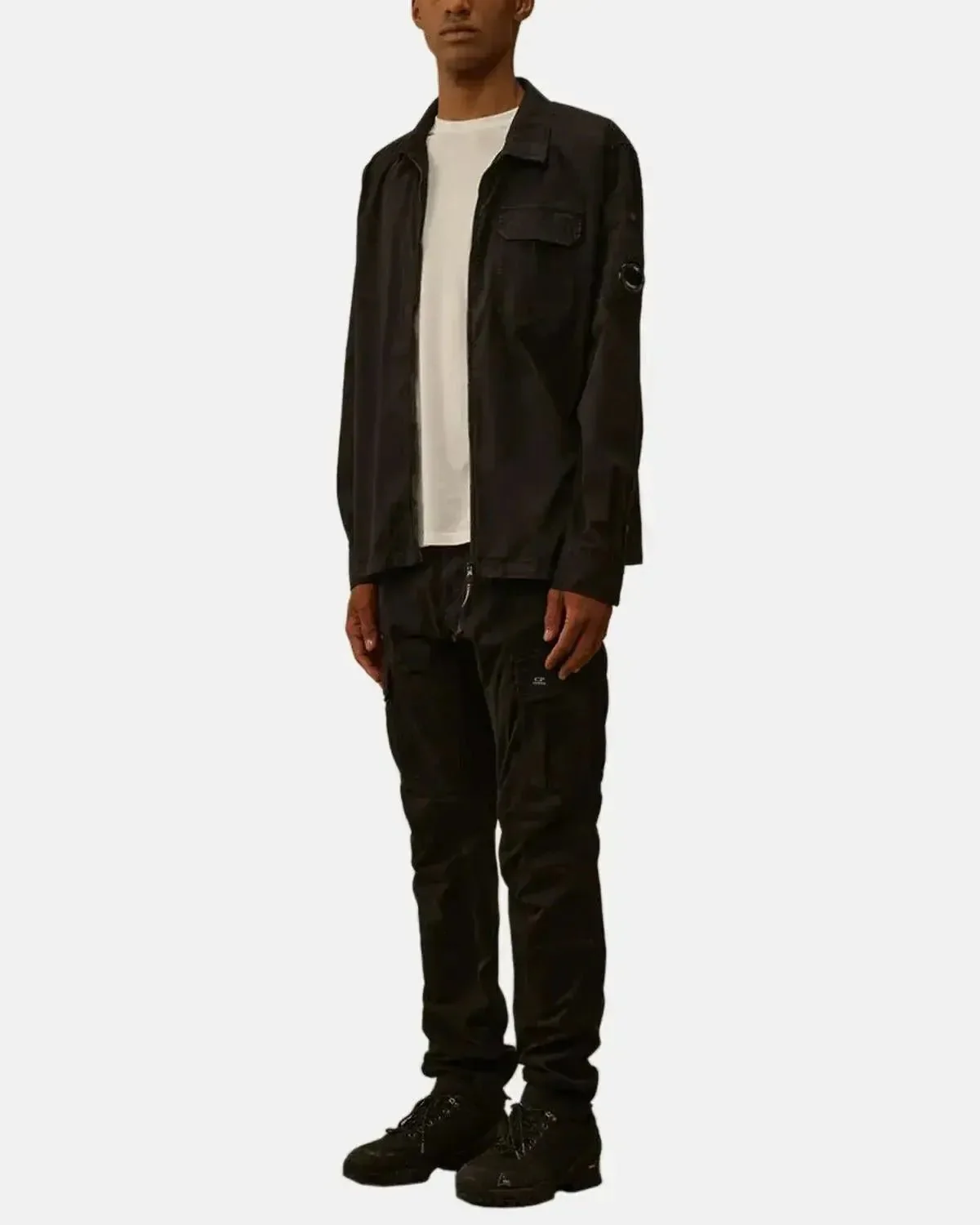 CP COMPANY MENS ORGANIC GABARDINE ZIPPED OVERSHIRT BLACK - Image 4