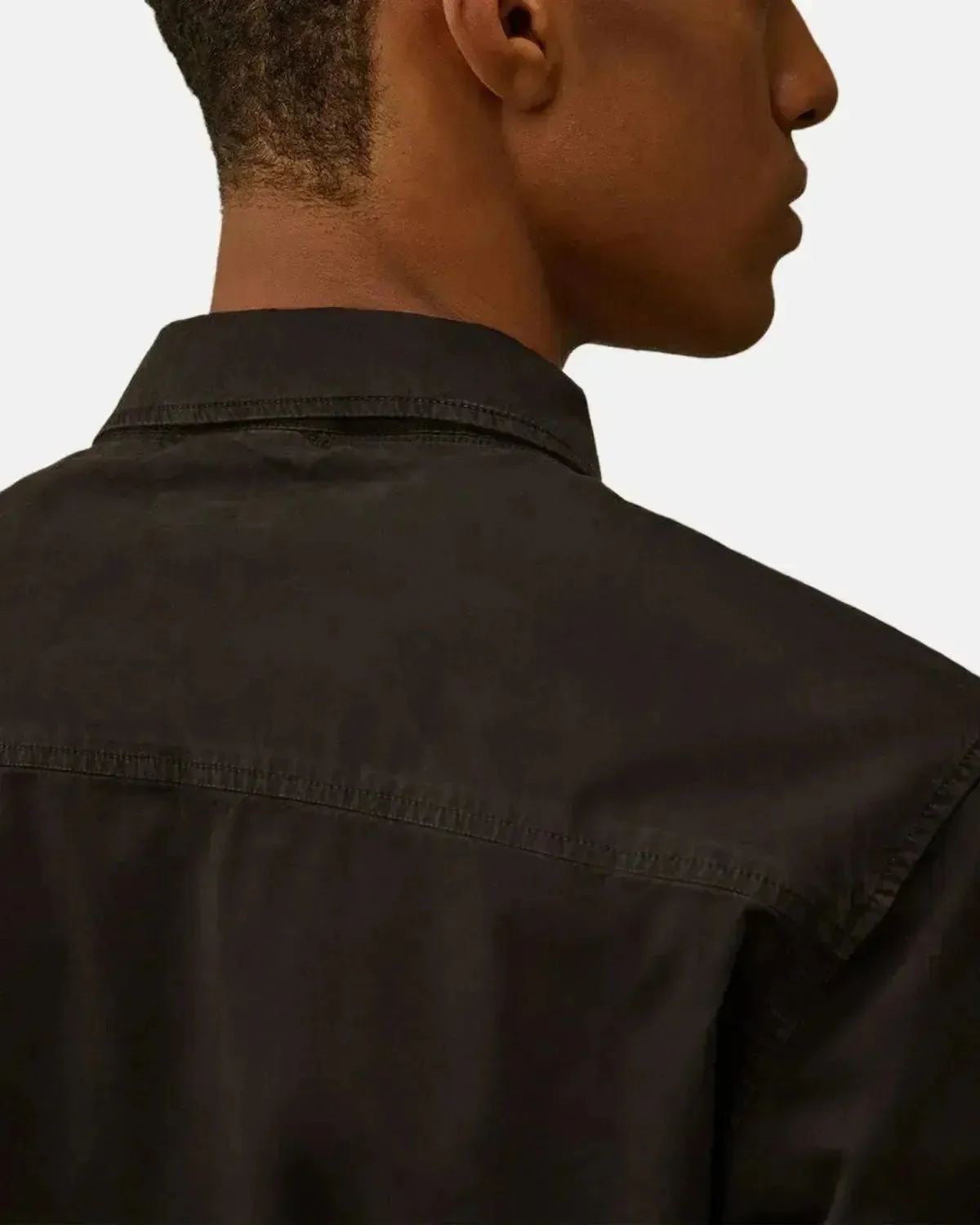 CP COMPANY MENS ORGANIC GABARDINE ZIPPED OVERSHIRT BLACK - Image 5