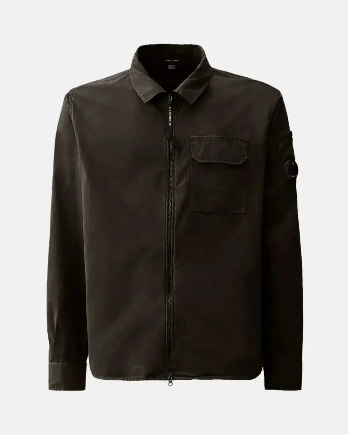CP COMPANY MENS ORGANIC GABARDINE ZIPPED OVERSHIRT BLACK - Image 6