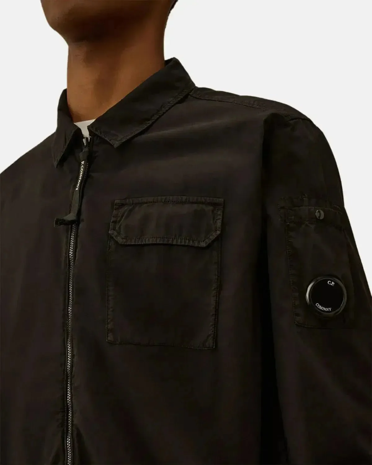 CP COMPANY MENS ORGANIC GABARDINE ZIPPED OVERSHIRT BLACK - Image 7
