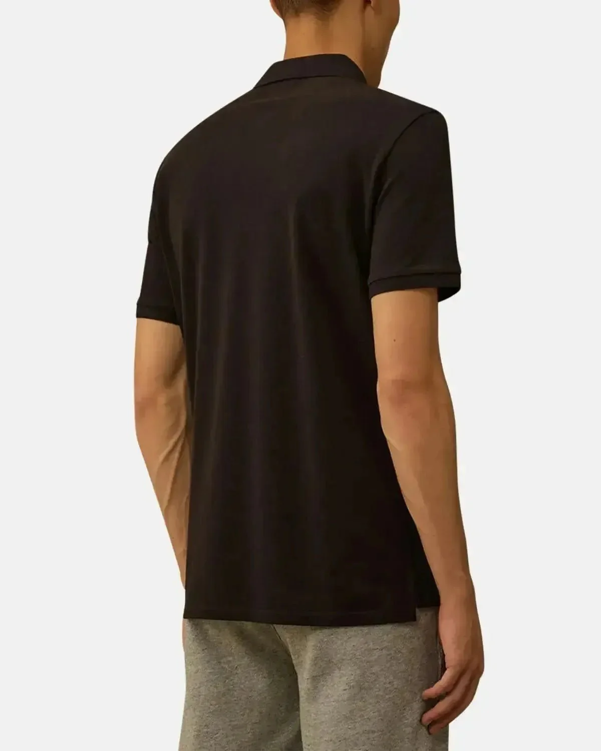 CP COMPANY MENS STRETCH PIQUET SHORT SLEEVE POLO BLACK - Image 3