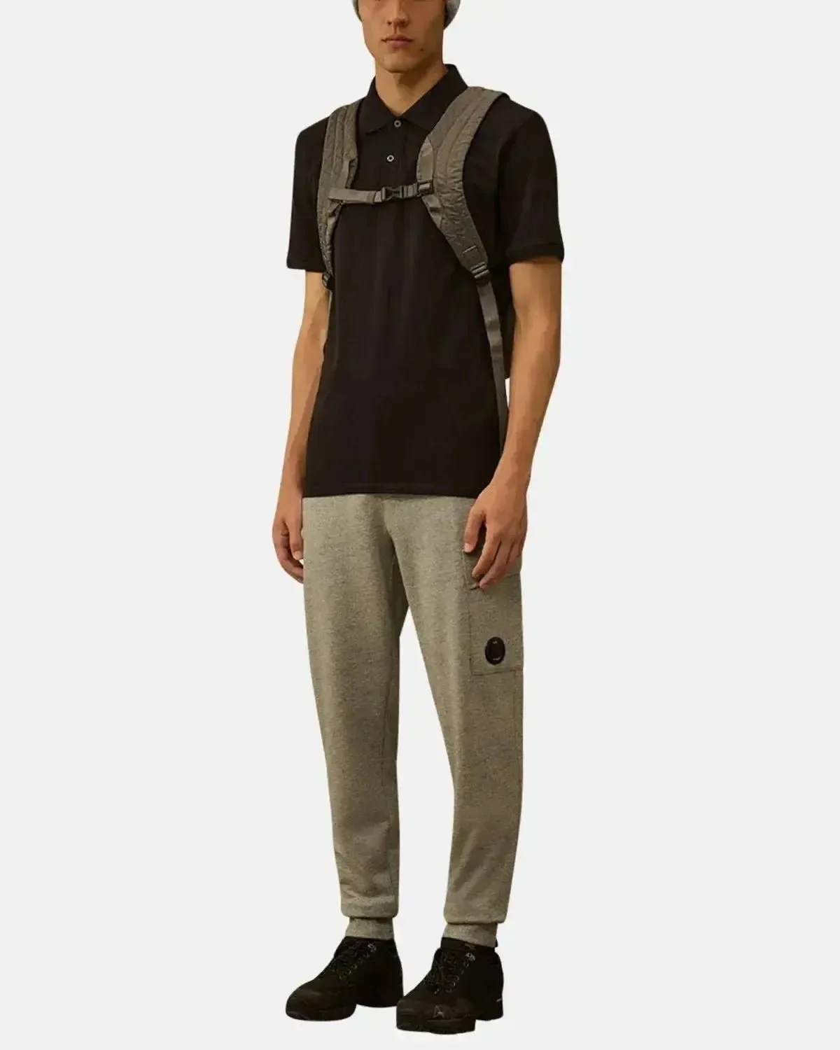 CP COMPANY MENS STRETCH PIQUET SHORT SLEEVE POLO BLACK - Image 4