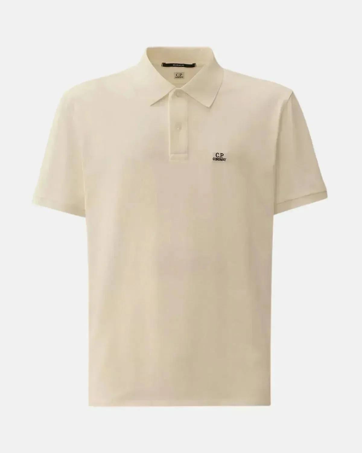 CP COMPANY MENS STRETCH PIQUET SHORT SLEEVE POLO GAUZE WHITE