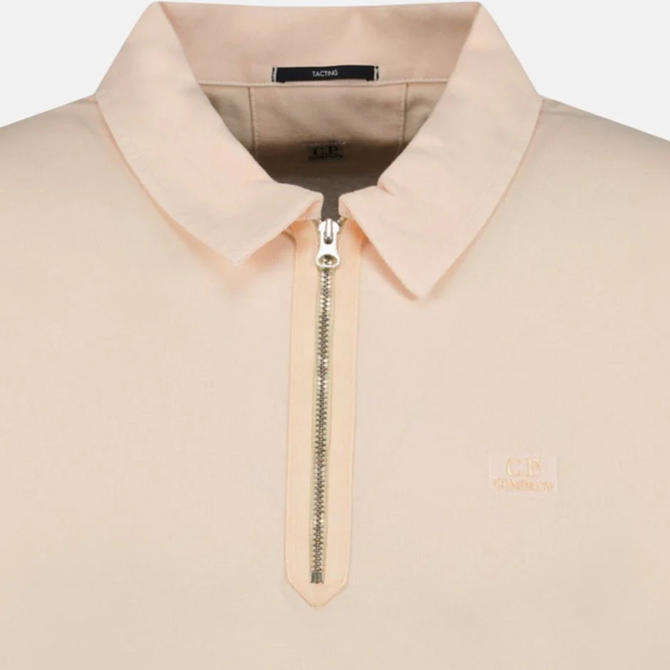 CP Company Tacting Piquet Zip Polo Shirt Pink - Image 3