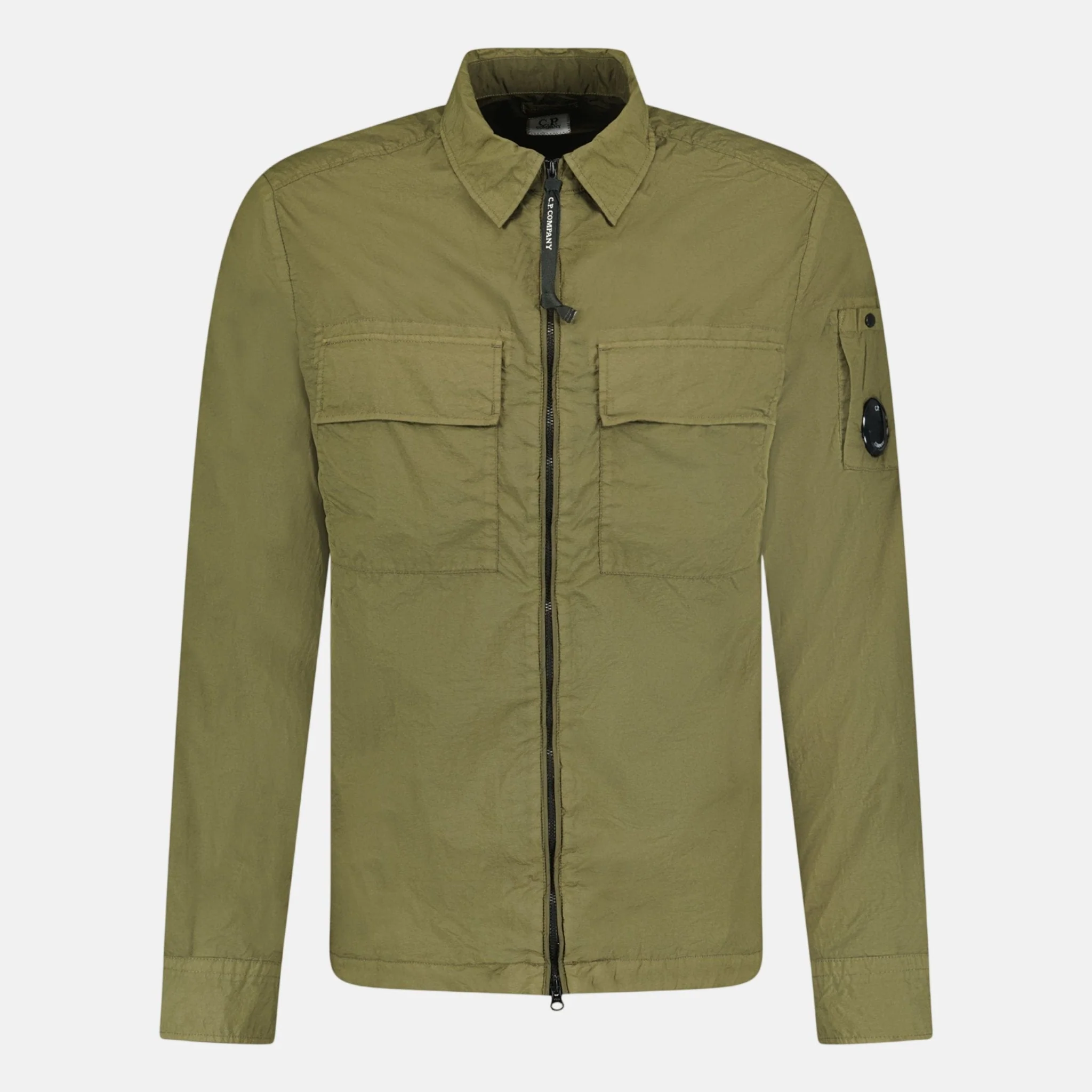 CP Company Taylon-L Lens Chrome Zip-Up Jacket Khaki