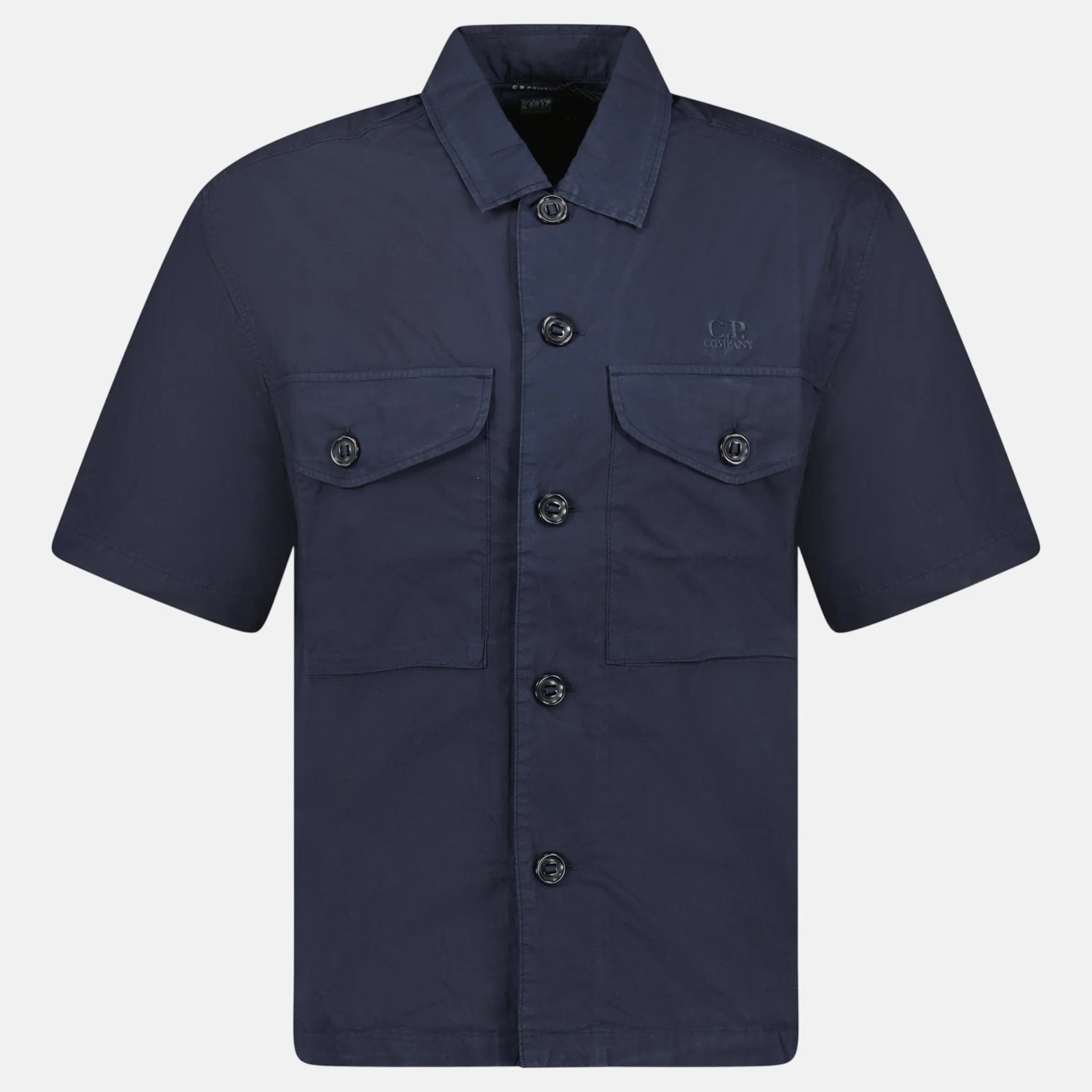 CP Company Popeline Boxy Short Sleeve Shirt Total Eclipse