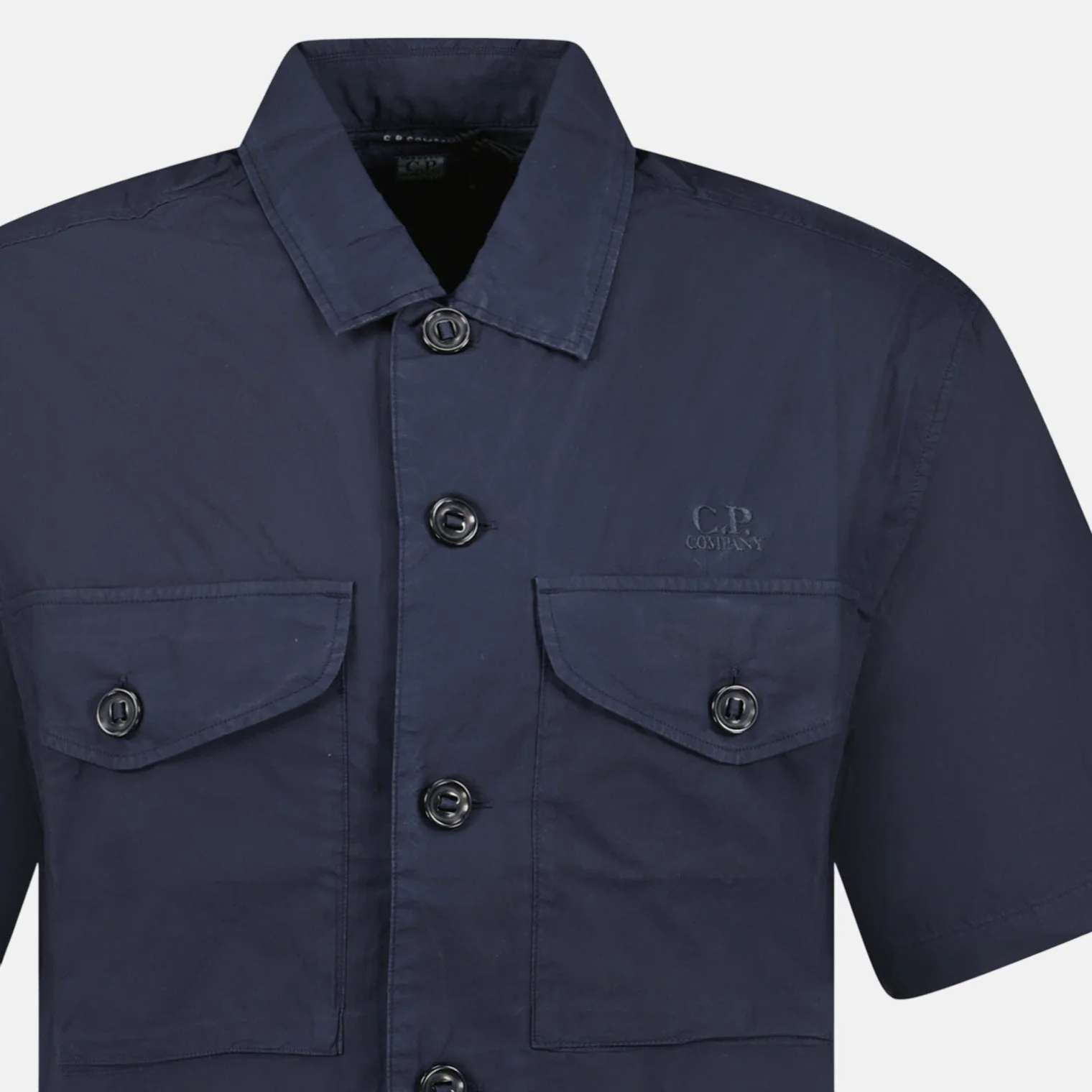 CP Company Popeline Boxy Short Sleeve Shirt Total Eclipse - Image 2