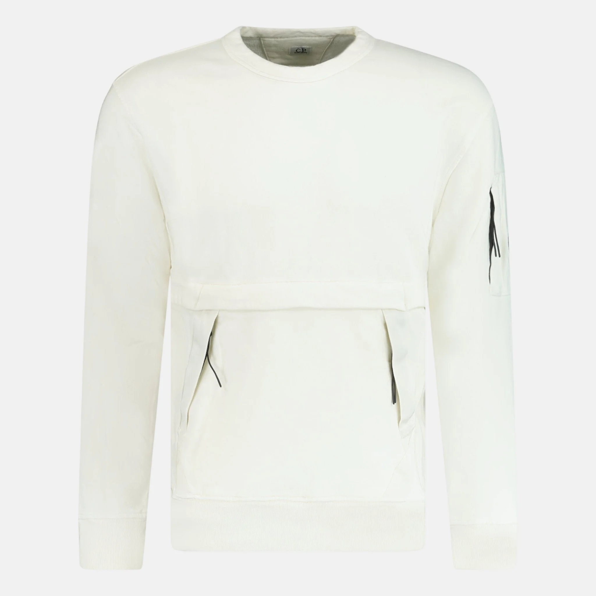 CP Company Zip-Pocket Lens Sweatshirt White