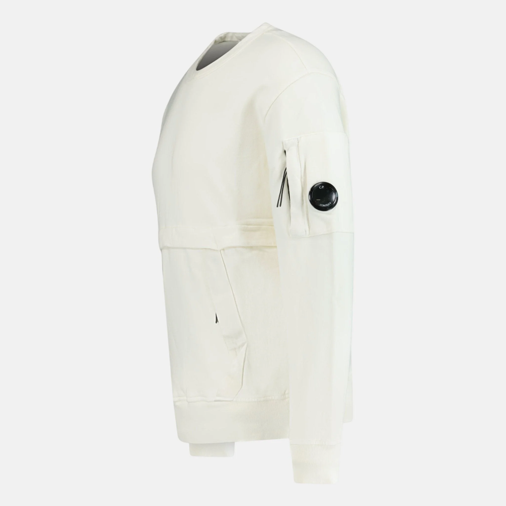 CP Company Zip-Pocket Lens Sweatshirt White - Image 2