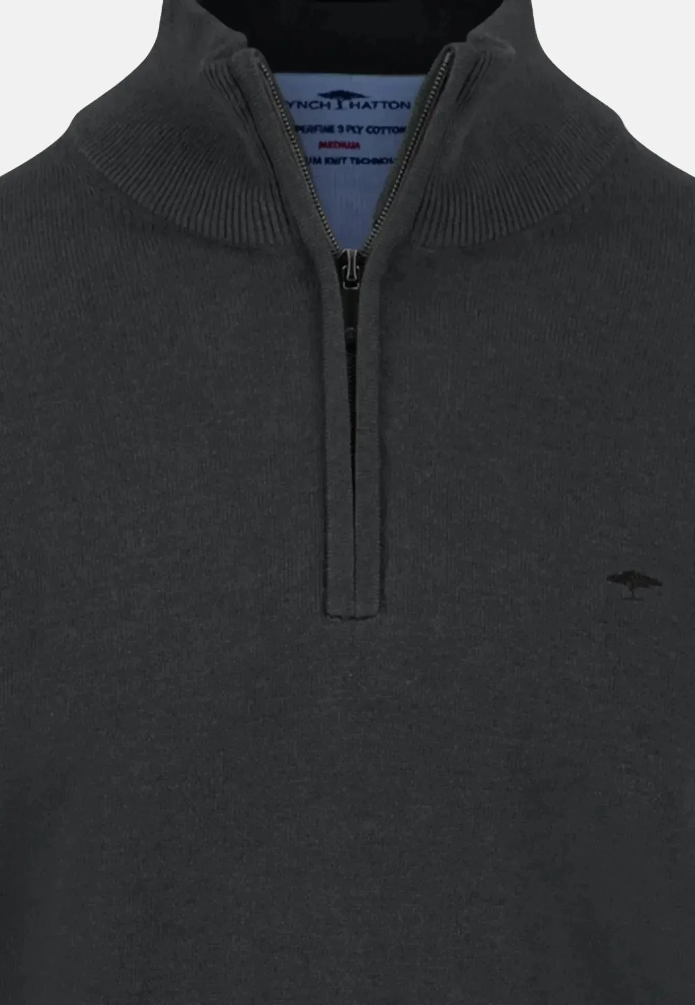 Fynch-Hatton Fine Knit Cotton 1/4 Zip Black - Image 3