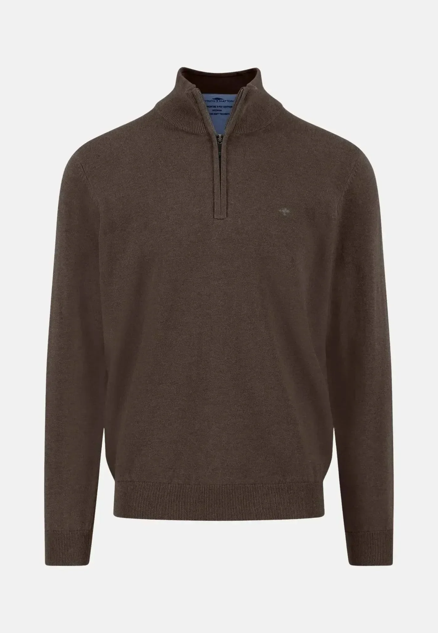 Fynch-Hatton Fine Knit Cotton 1/4 Zip Earth